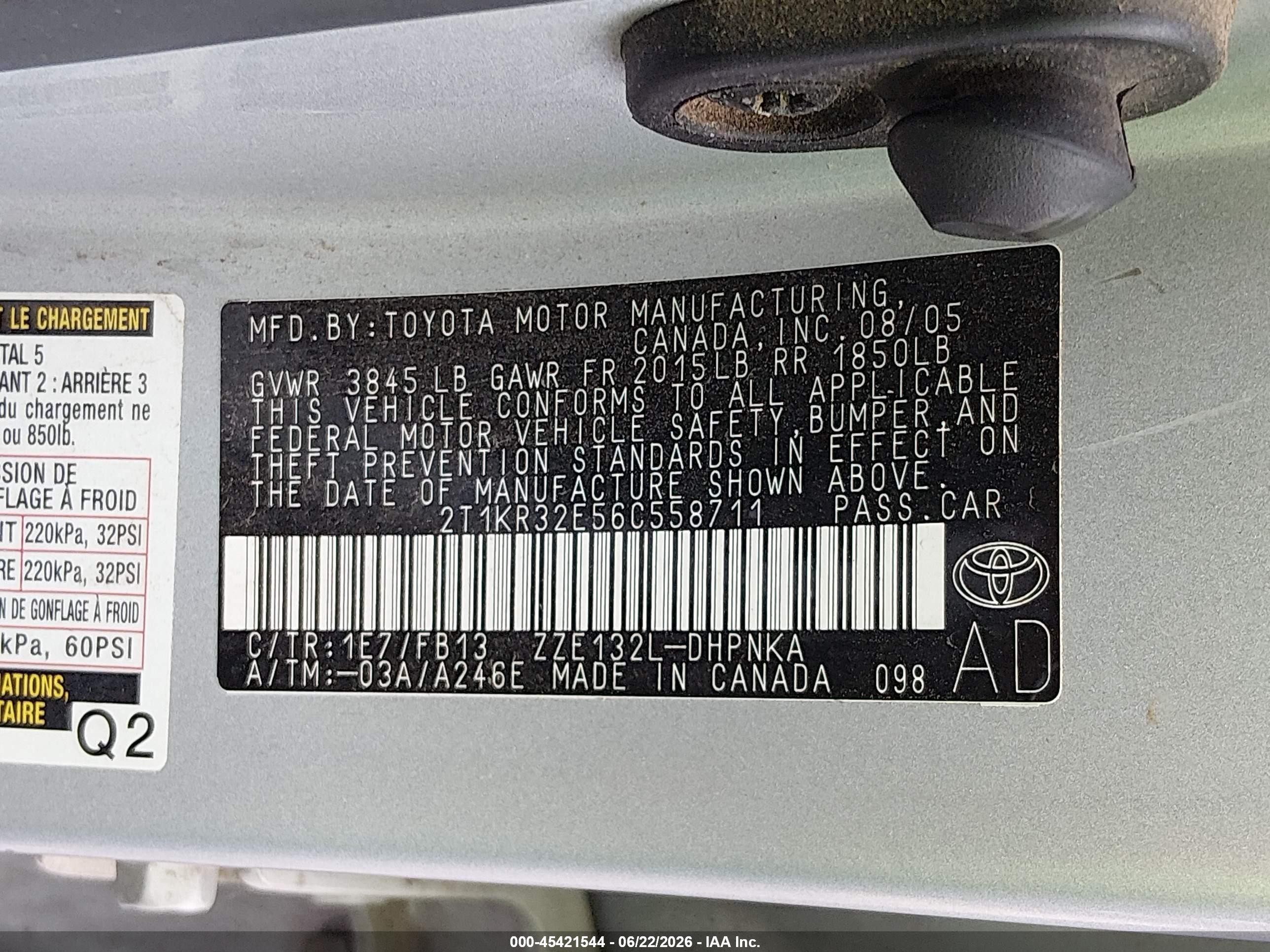 2006 Toyota Matrix Xr Silver vin: 2T1KR32E56C558711
