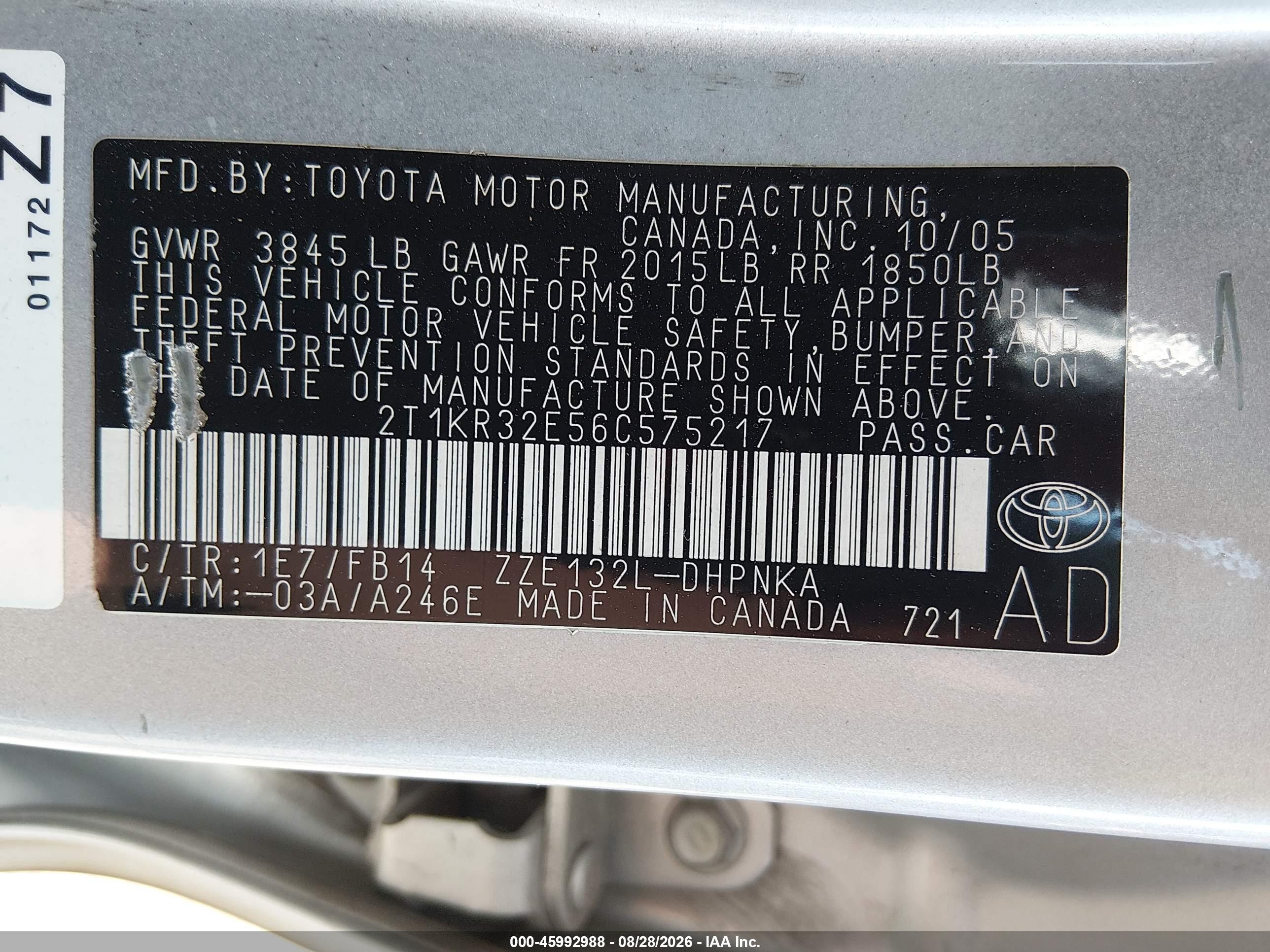 2006 Toyota Matrix Xr Silver vin: 2T1KR32E56C575217