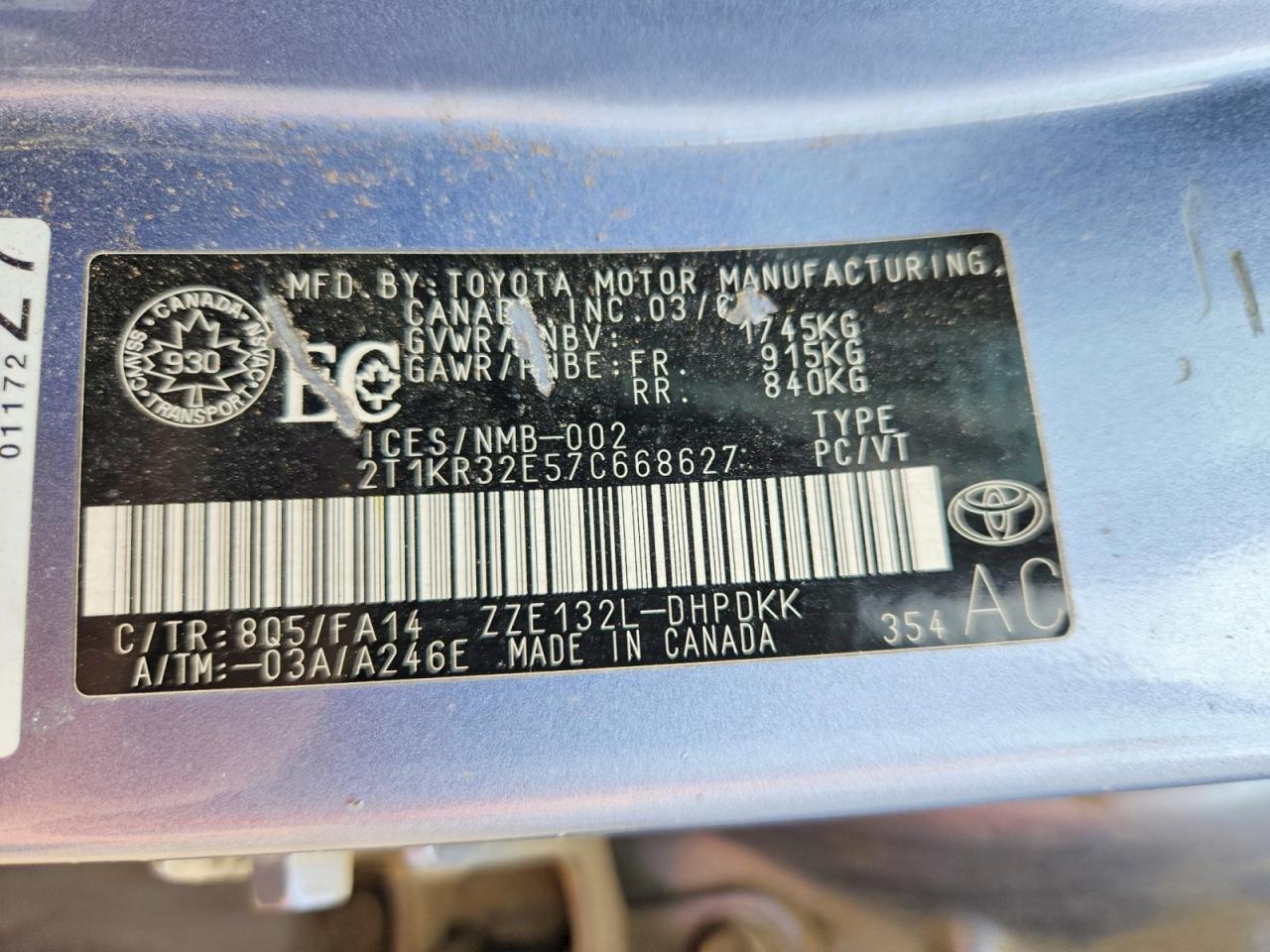 2007 Toyota Corolla Matrix Xr Blue vin: 2T1KR32E57C668627