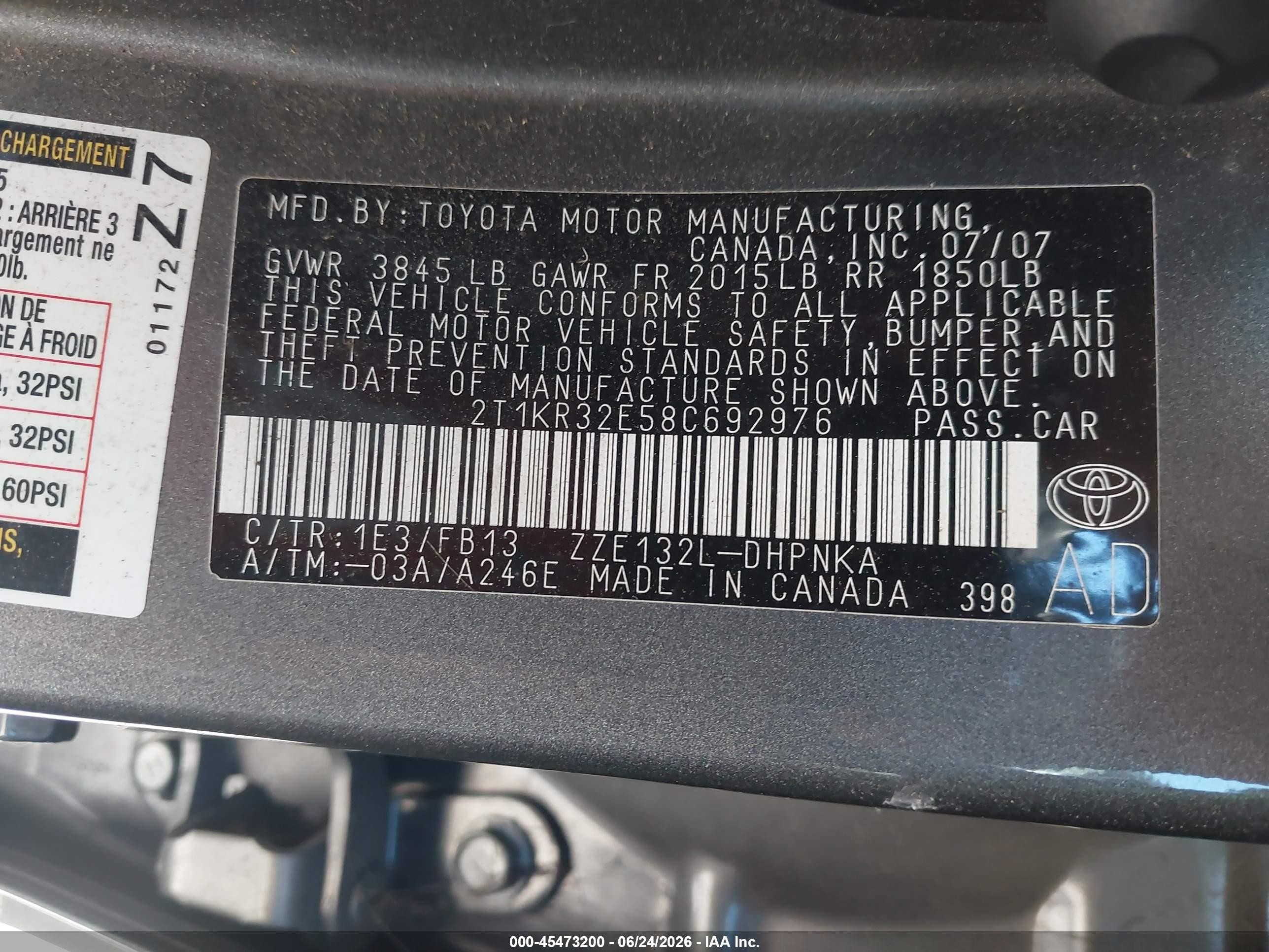 2008 Toyota Matrix Xr Gray vin: 2T1KR32E58C692976
