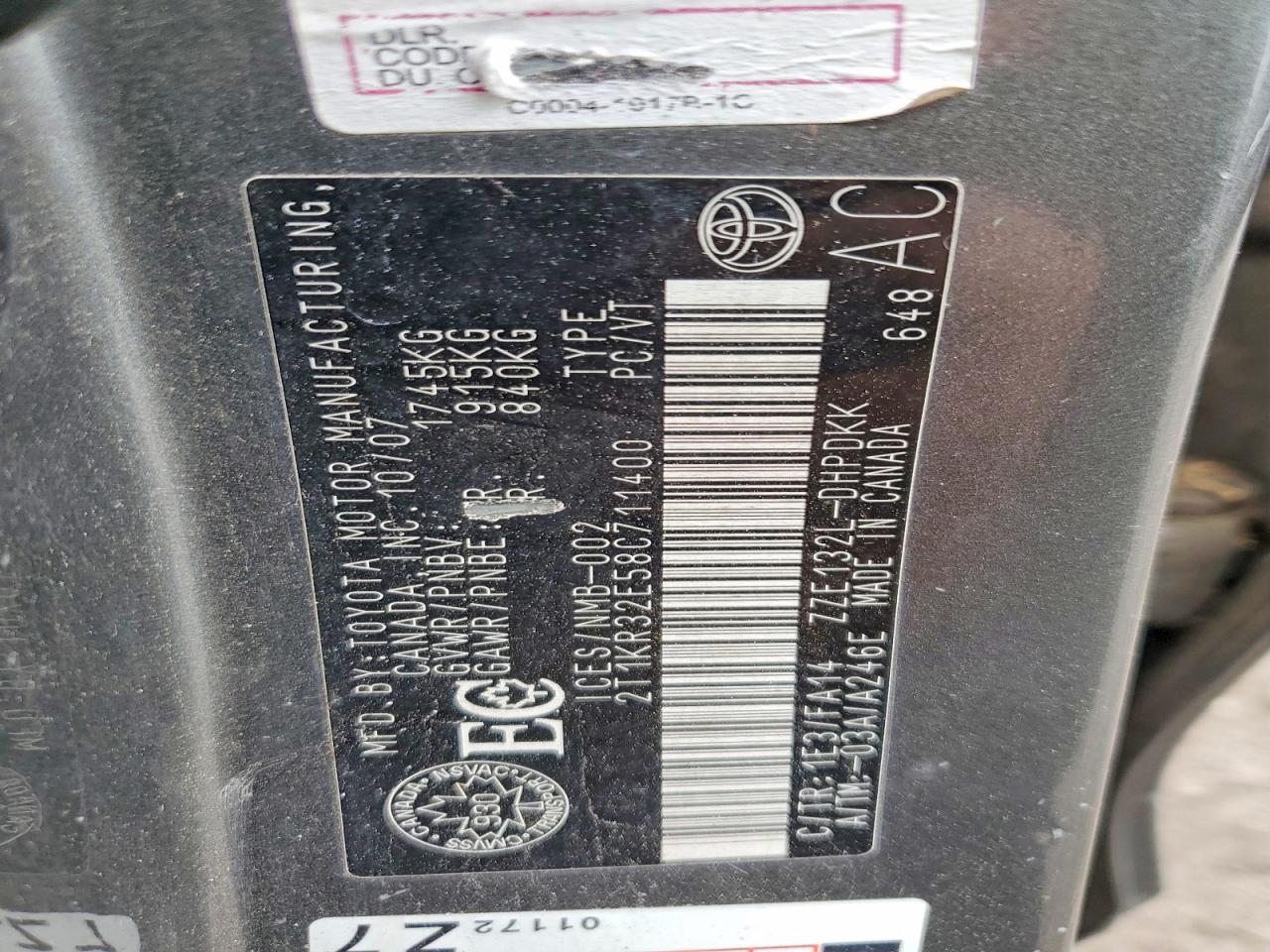 2008 Toyota Corolla Matrix Xr Gray vin: 2T1KR32E58C711400
