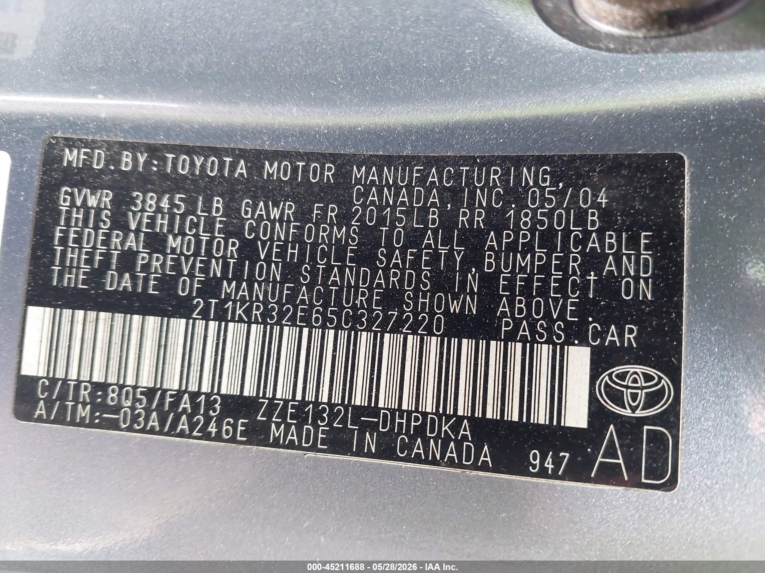 2005 Toyota Matrix   Blue vin: 2T1KR32E65C327220