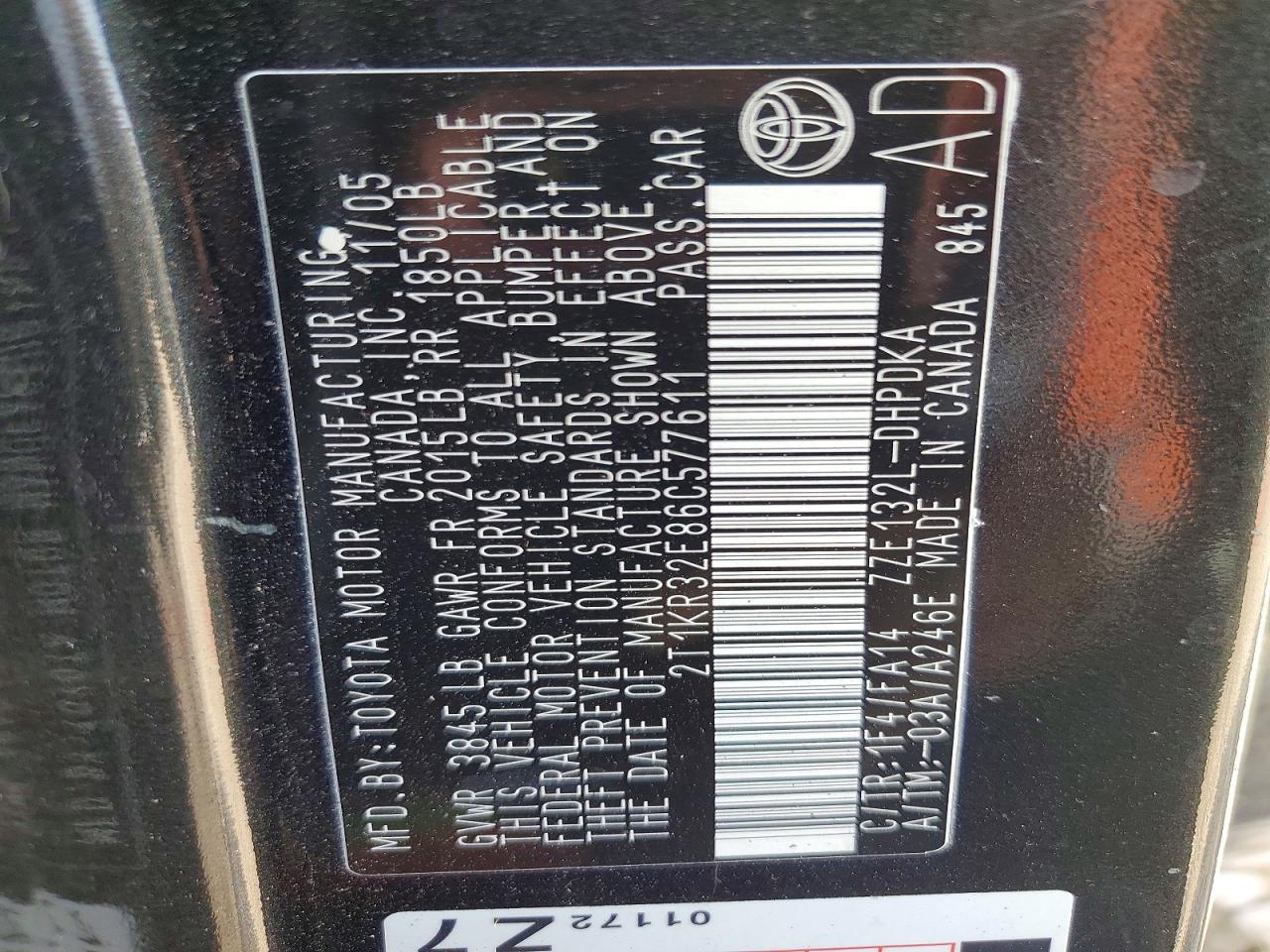 2006 Toyota Matrix Base Blue vin: 2T1KR32E86C577611