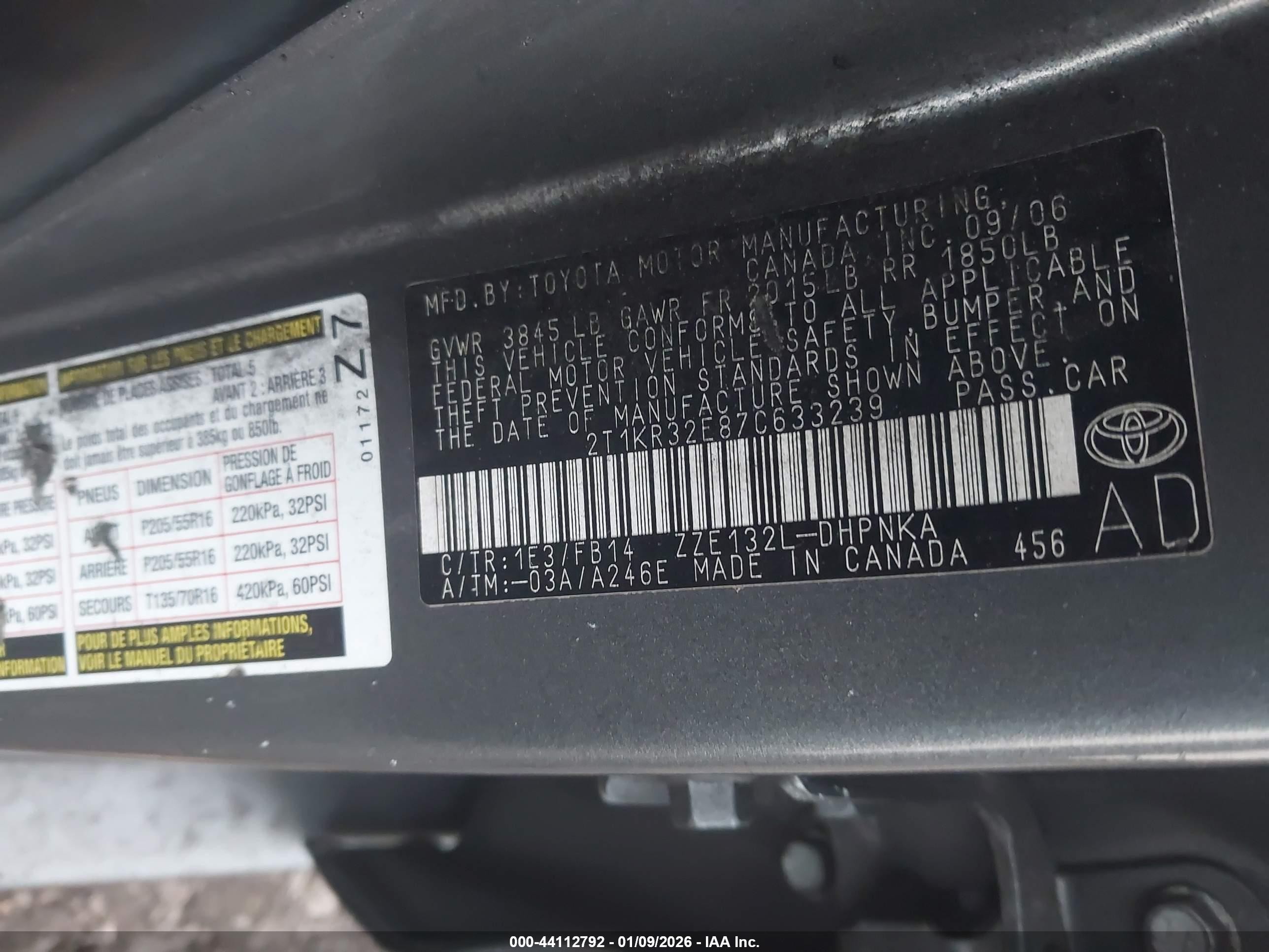 2007 Toyota Matrix Xr Gray vin: 2T1KR32E87C633239
