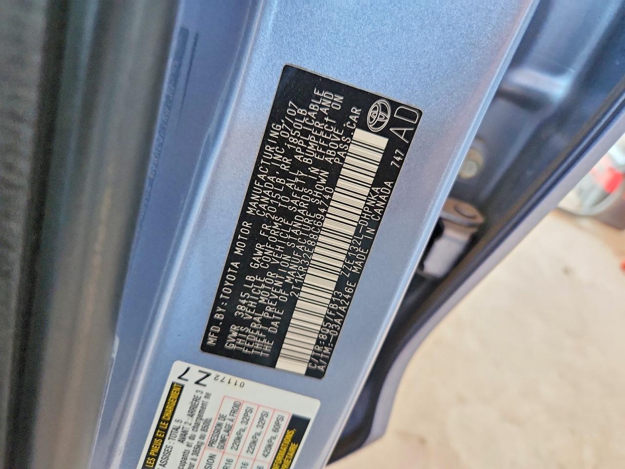 2008 Toyota Matrix Xr Blue vin: 2T1KR32E88C694740