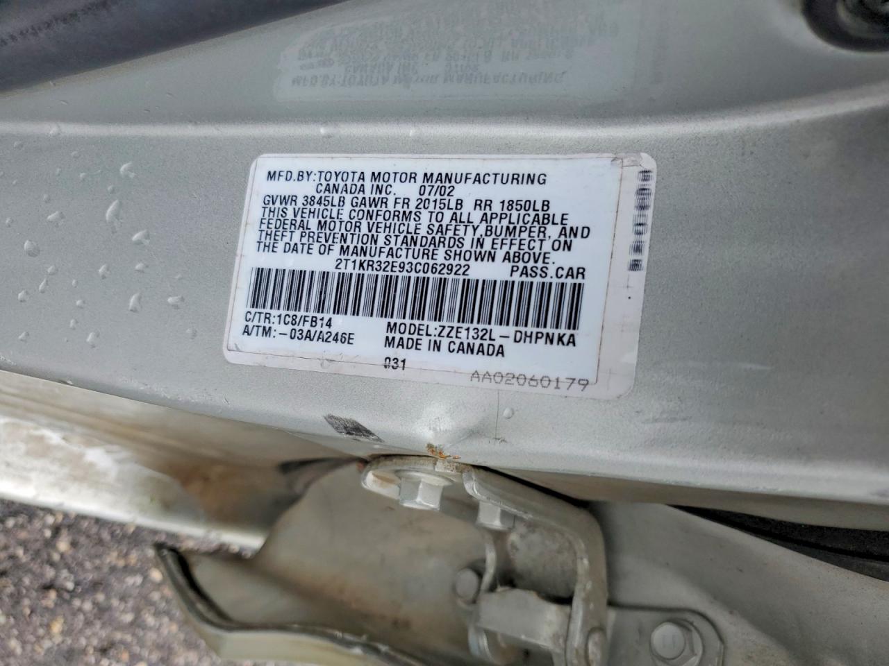2003 Toyota Corolla Matrix Xr Silver vin: 2T1KR32E93C062922