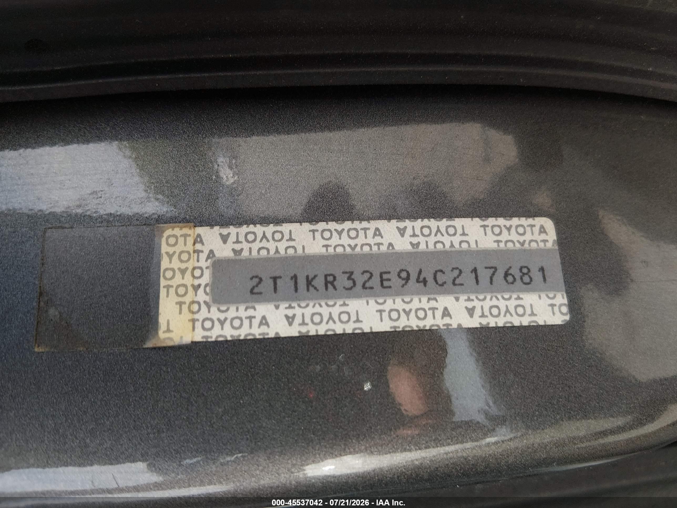 2004 Toyota Matrix Xr Gray vin: 2T1KR32E94C217681