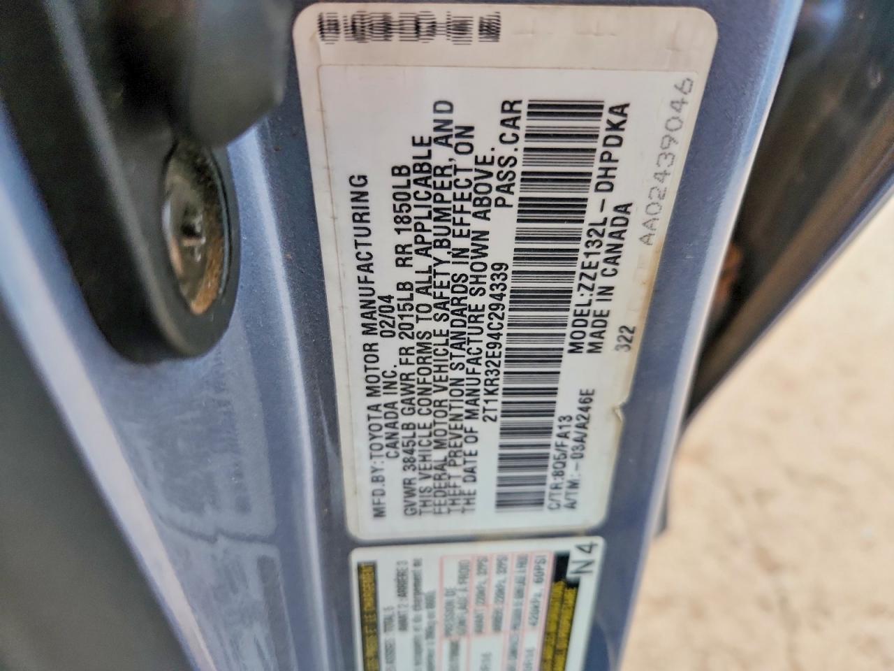 2004 Toyota Corolla Matrix Xr Blue vin: 2T1KR32E94C294339