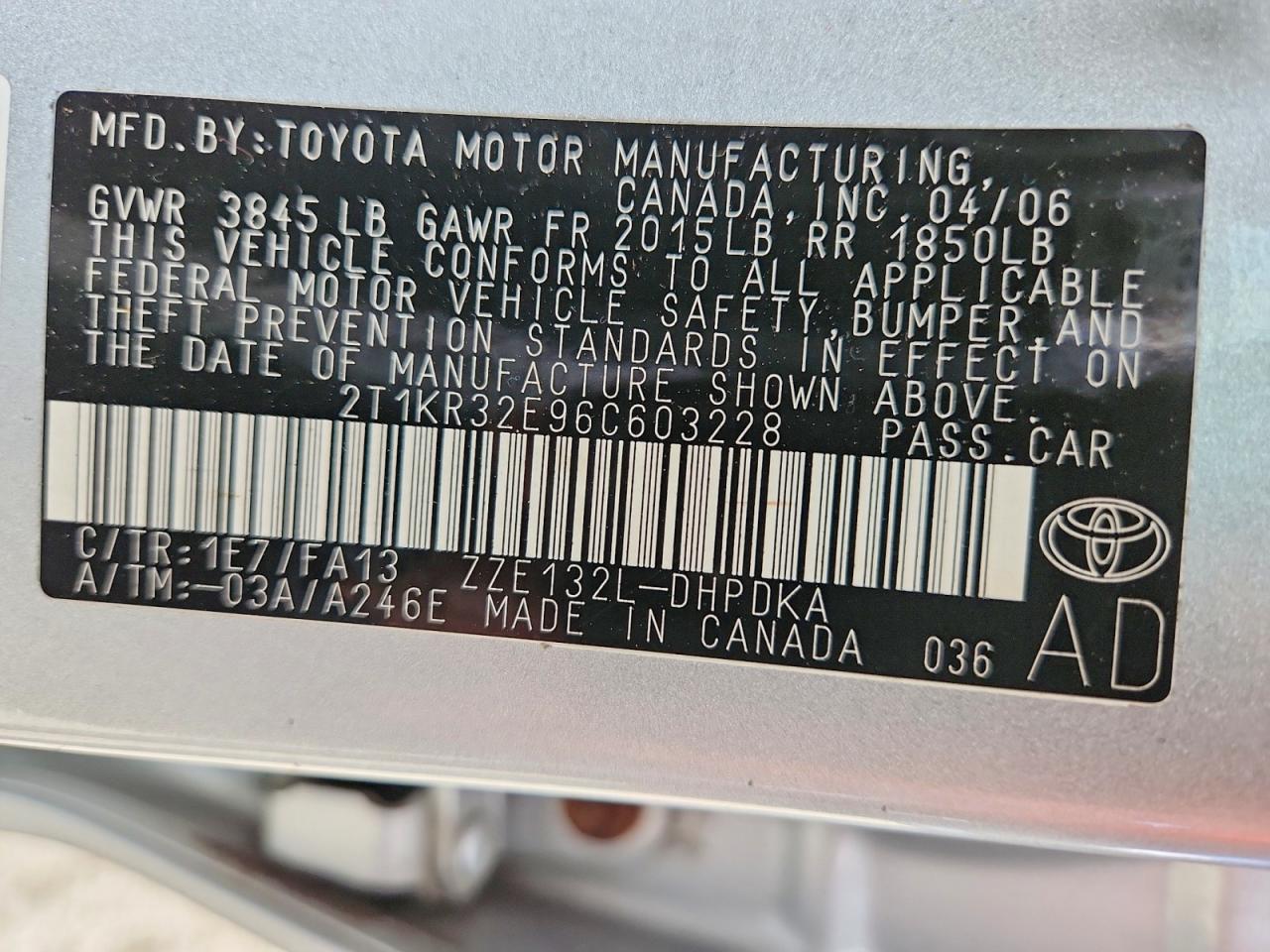 2006 Toyota Corolla Matrix Xr Silver vin: 2T1KR32E96C603228
