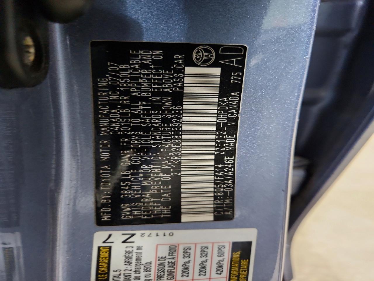 2008 Toyota Corolla Matrix Xr Blue vin: 2T1KR32E98C692236