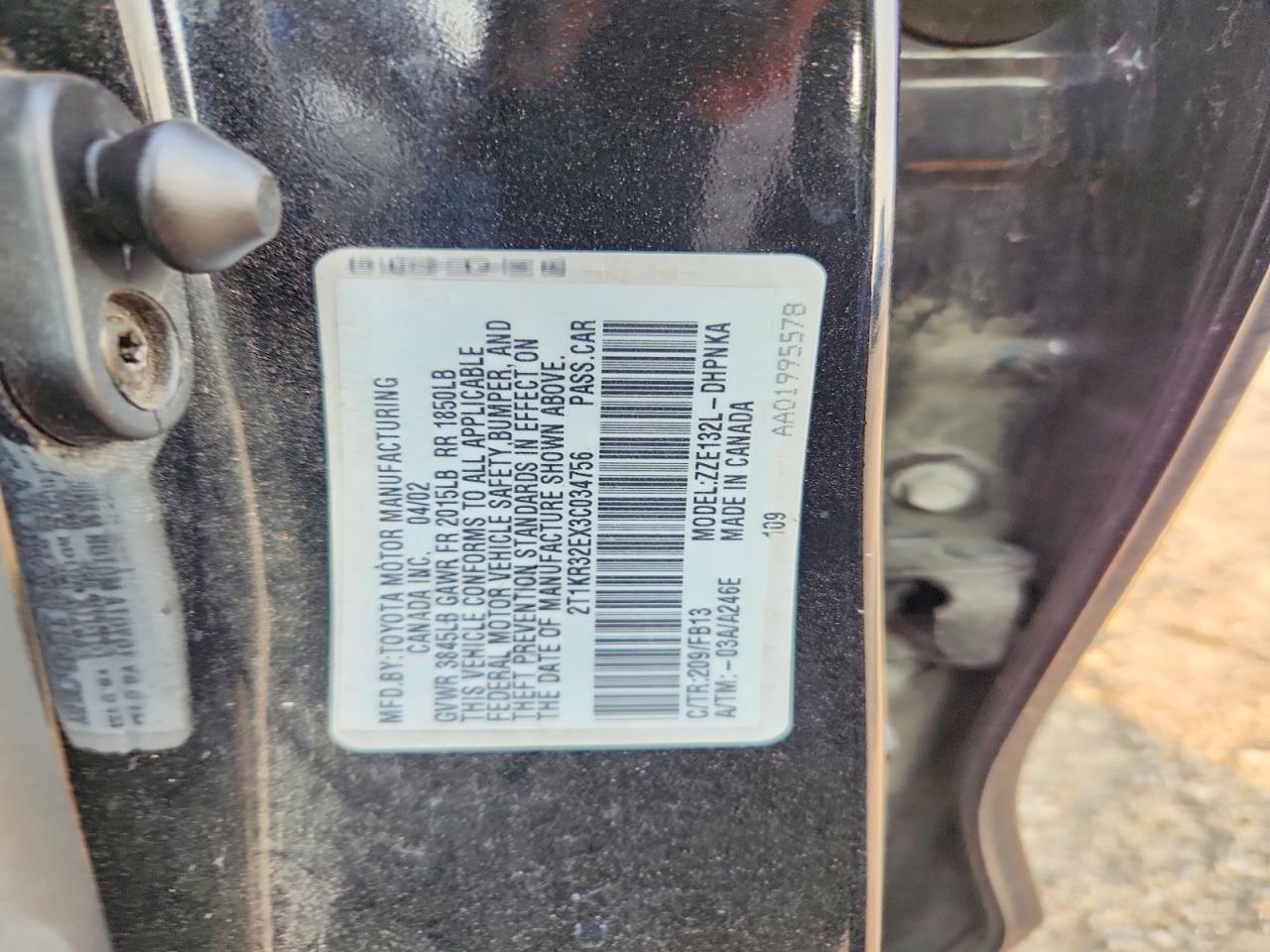 2003 Toyota Corolla Matrix Xr Black vin: 2T1KR32EX3C034756