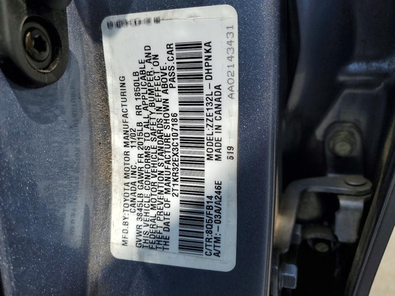 2003 Toyota Corolla Matrix Xr Blue vin: 2T1KR32EX3C107186