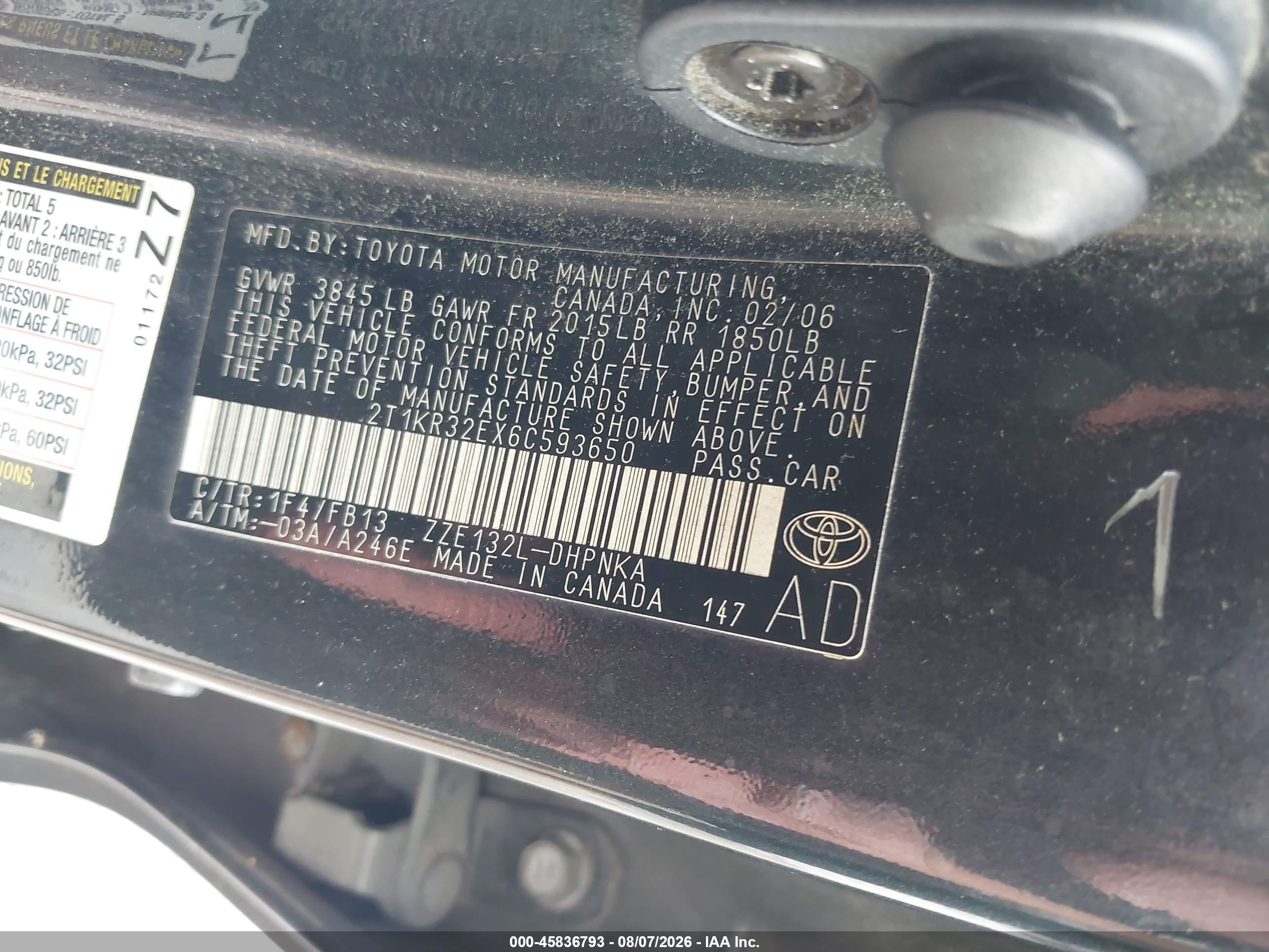 2006 Toyota Matrix Xr Gray vin: 2T1KR32EX6C593650