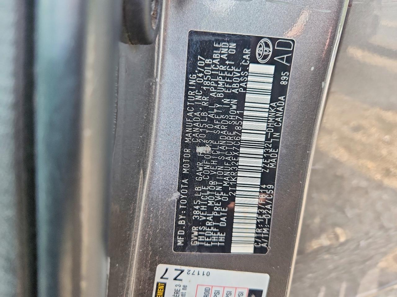 2007 Toyota Matrix Xr Gray vin: 2T1KR32EX7C678571