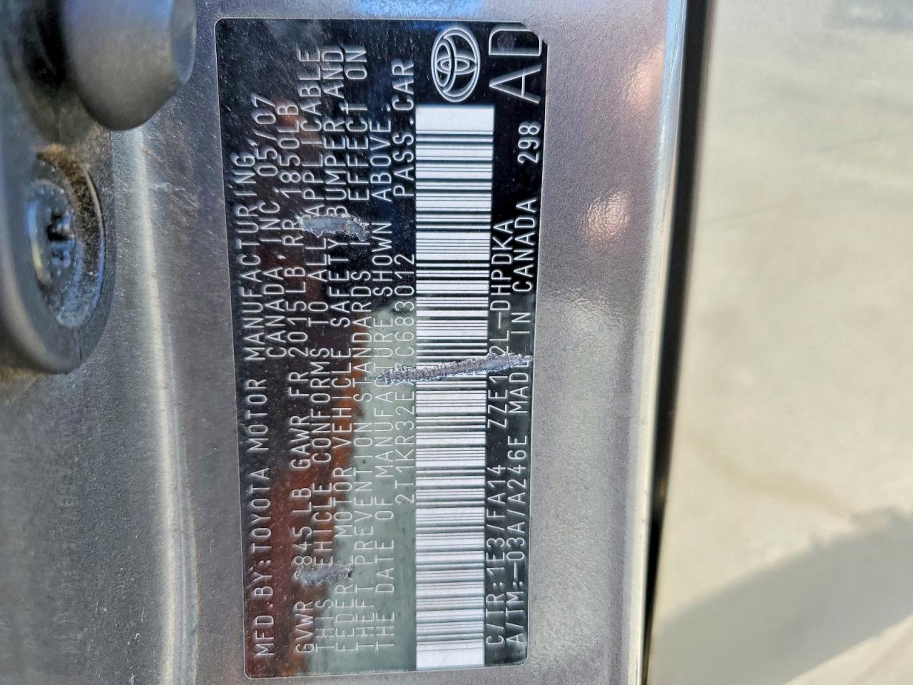 2007 Toyota Corolla Matrix Xr Charcoal vin: 2T1KR32EX7C683012
