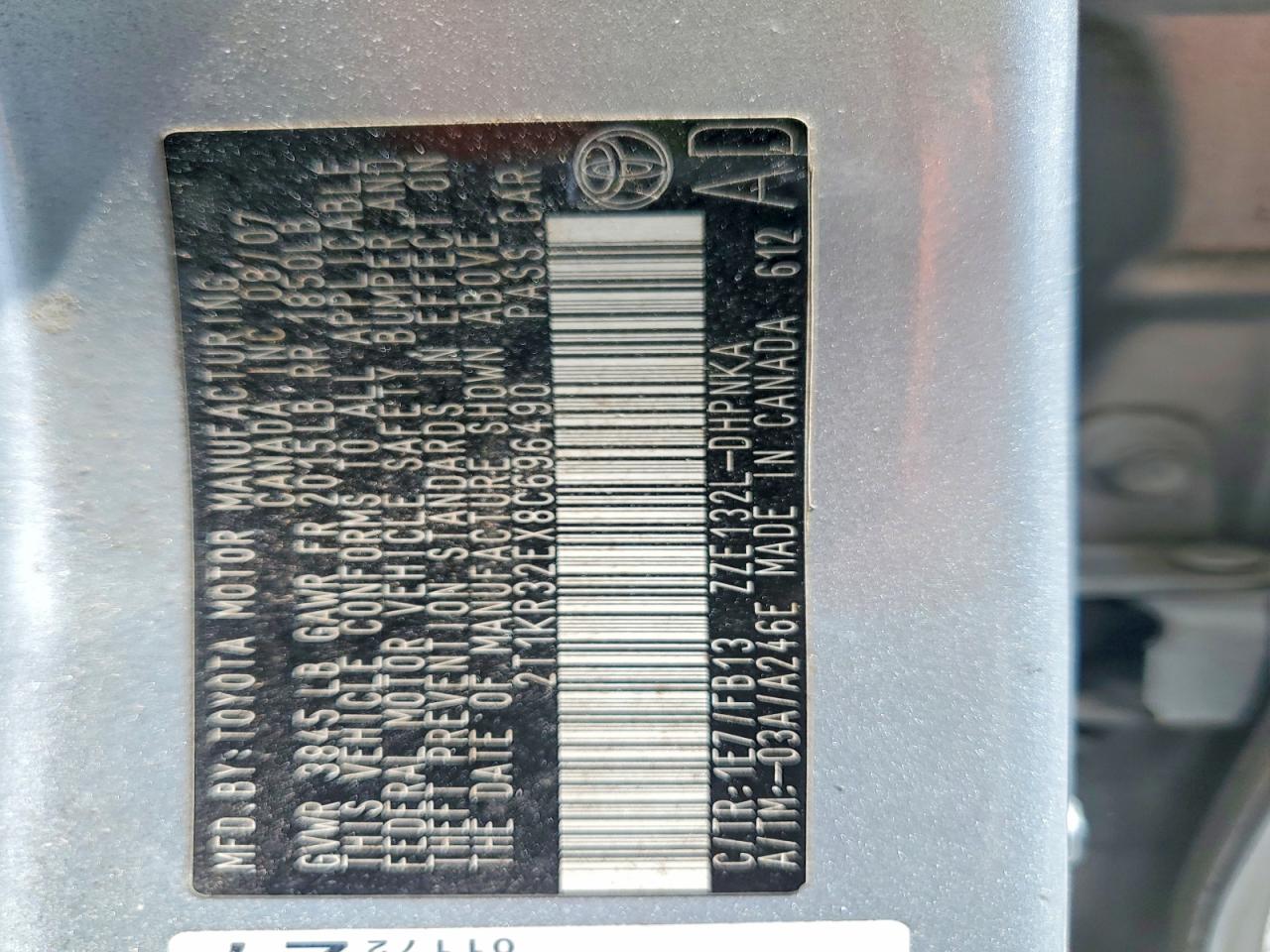 2008 Toyota Corolla Matrix Xr Серебряный vin: 2T1KR32EX8C696490