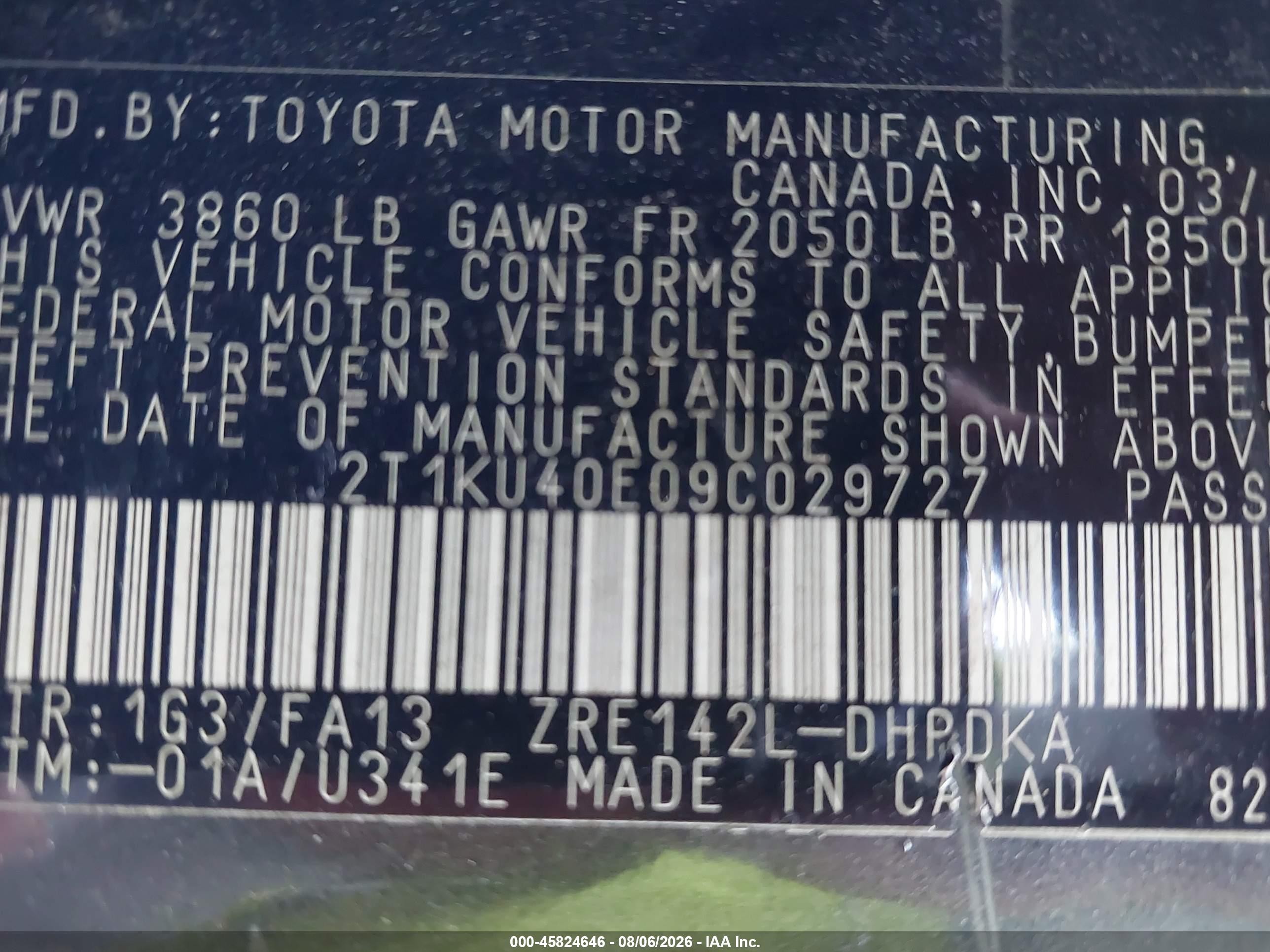 2009 Toyota Matrix   Серый vin: 2T1KU40E09C029727