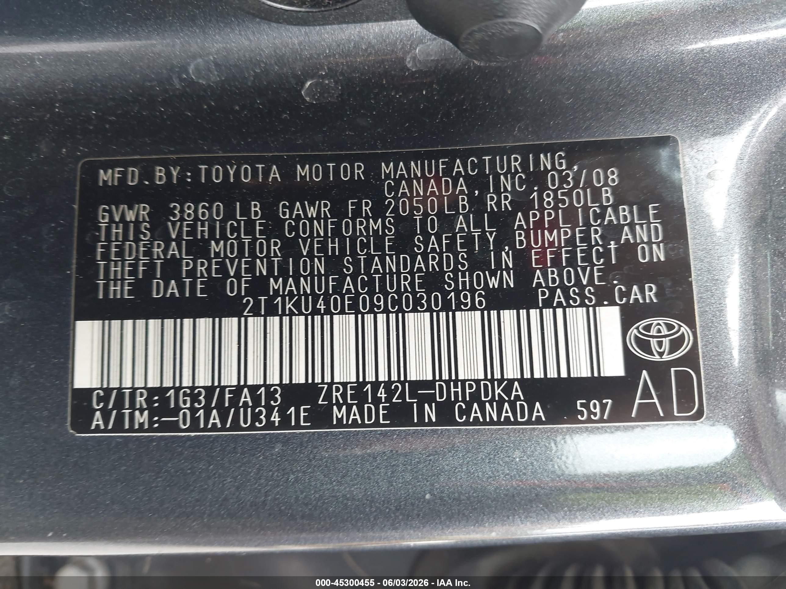 2009 Toyota Matrix   Серый vin: 2T1KU40E09C030196