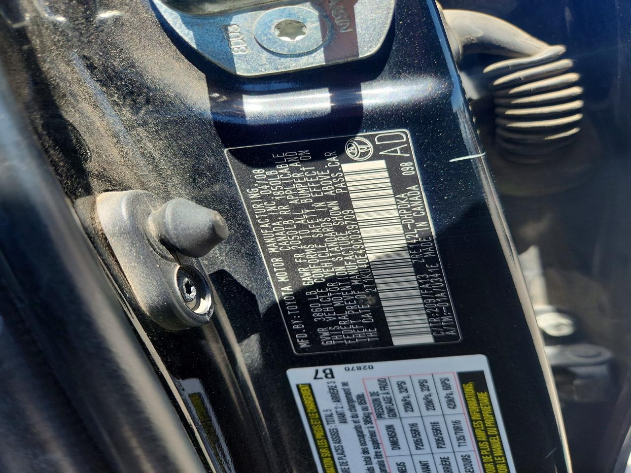 2009 Toyota Matrix Base Black vin: 2T1KU40E49C039709