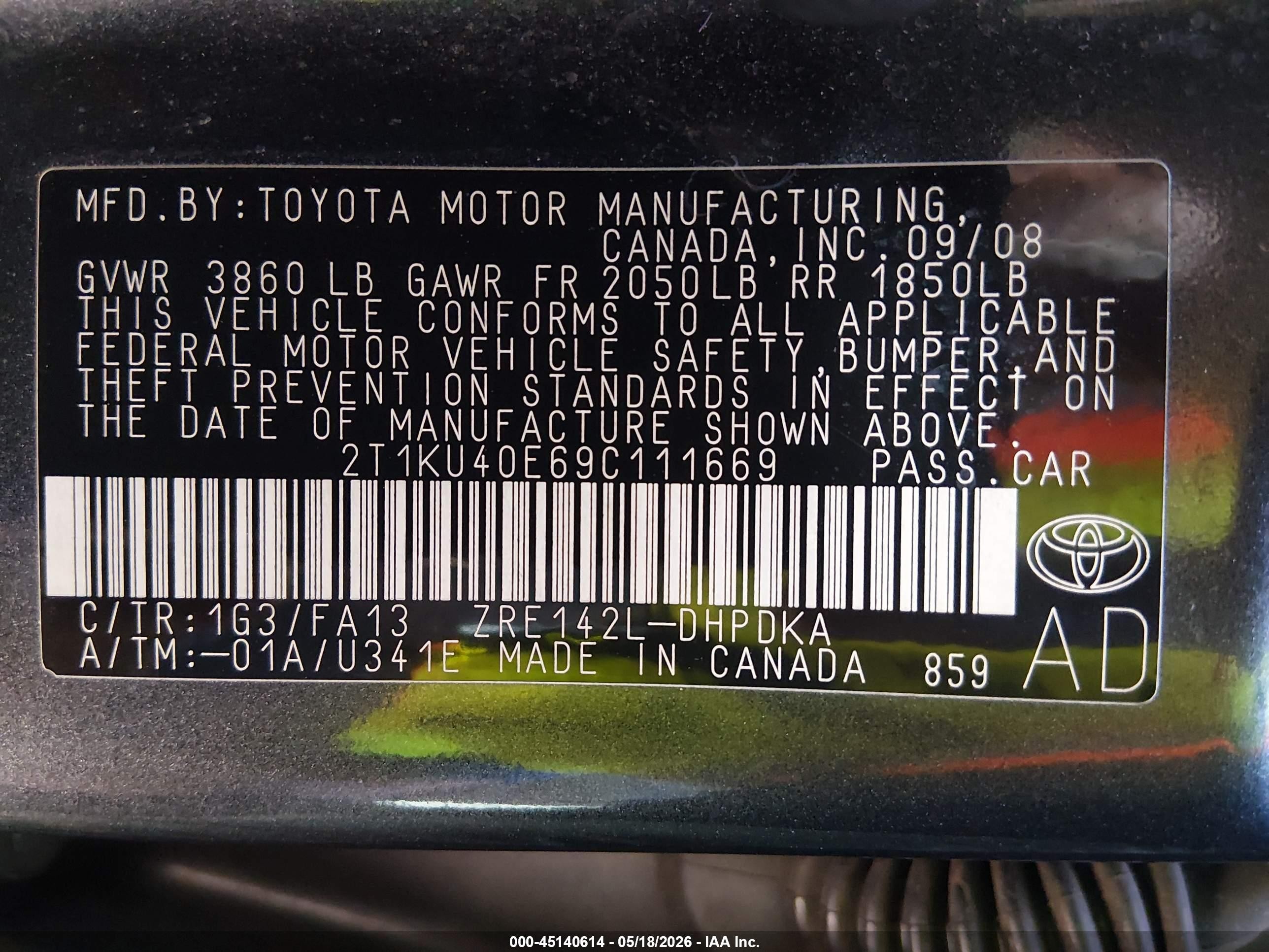 2009 Toyota Matrix   Gray vin: 2T1KU40E69C111669