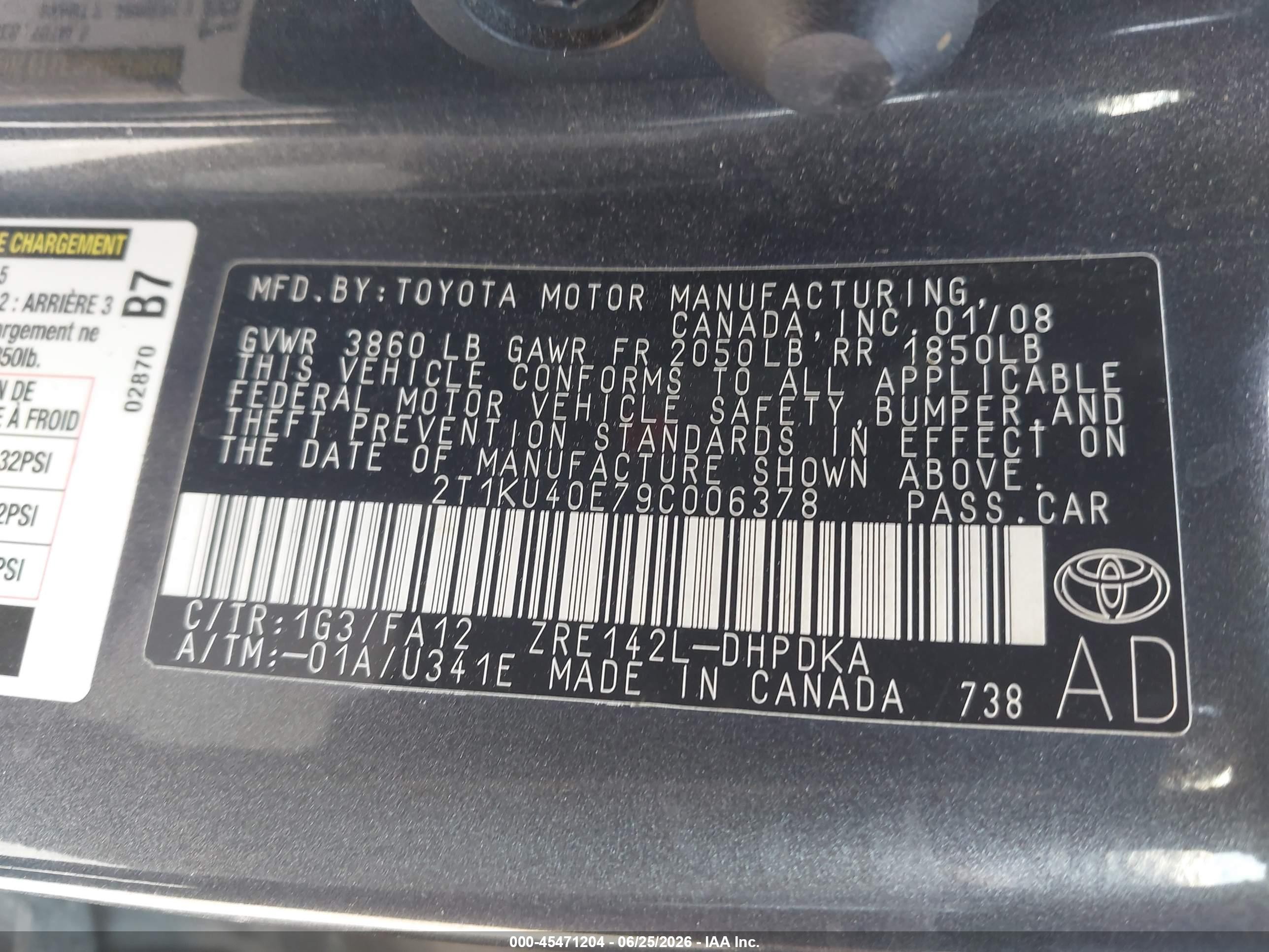 2009 Toyota Matrix   Gray vin: 2T1KU40E79C006378