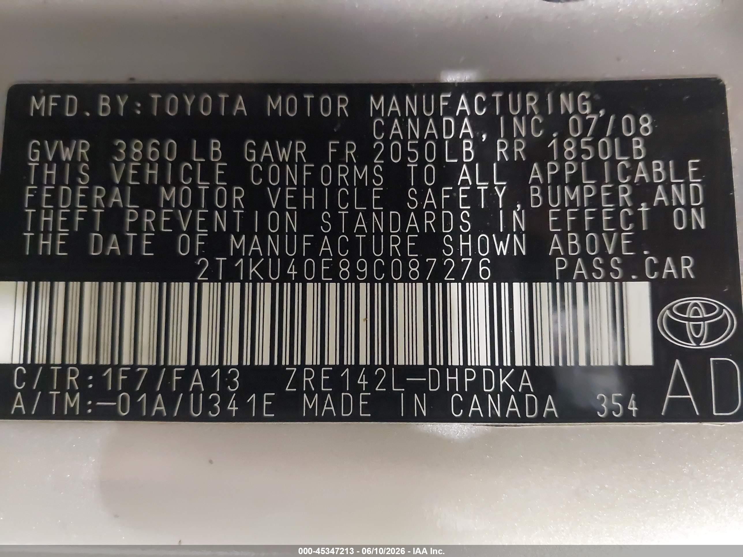 2009 Toyota Matrix   Серый vin: 2T1KU40E89C087276
