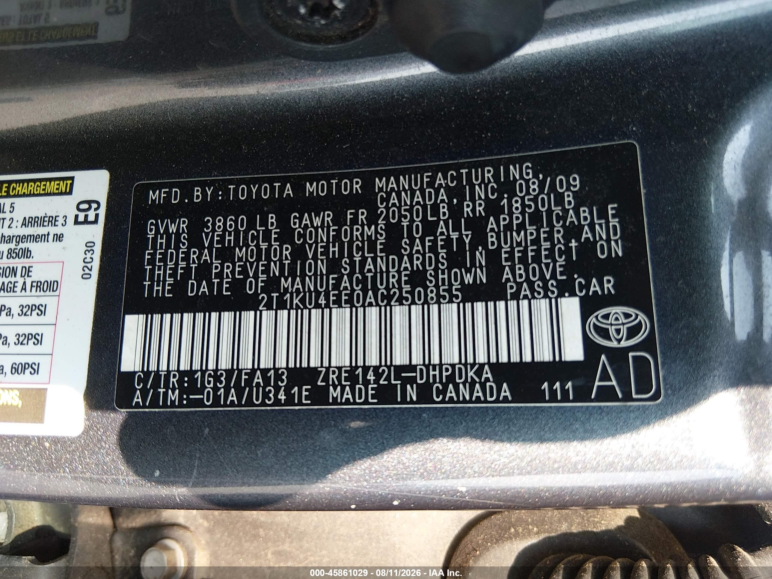 2010 Toyota Matrix   Black vin: 2T1KU4EE0AC250855