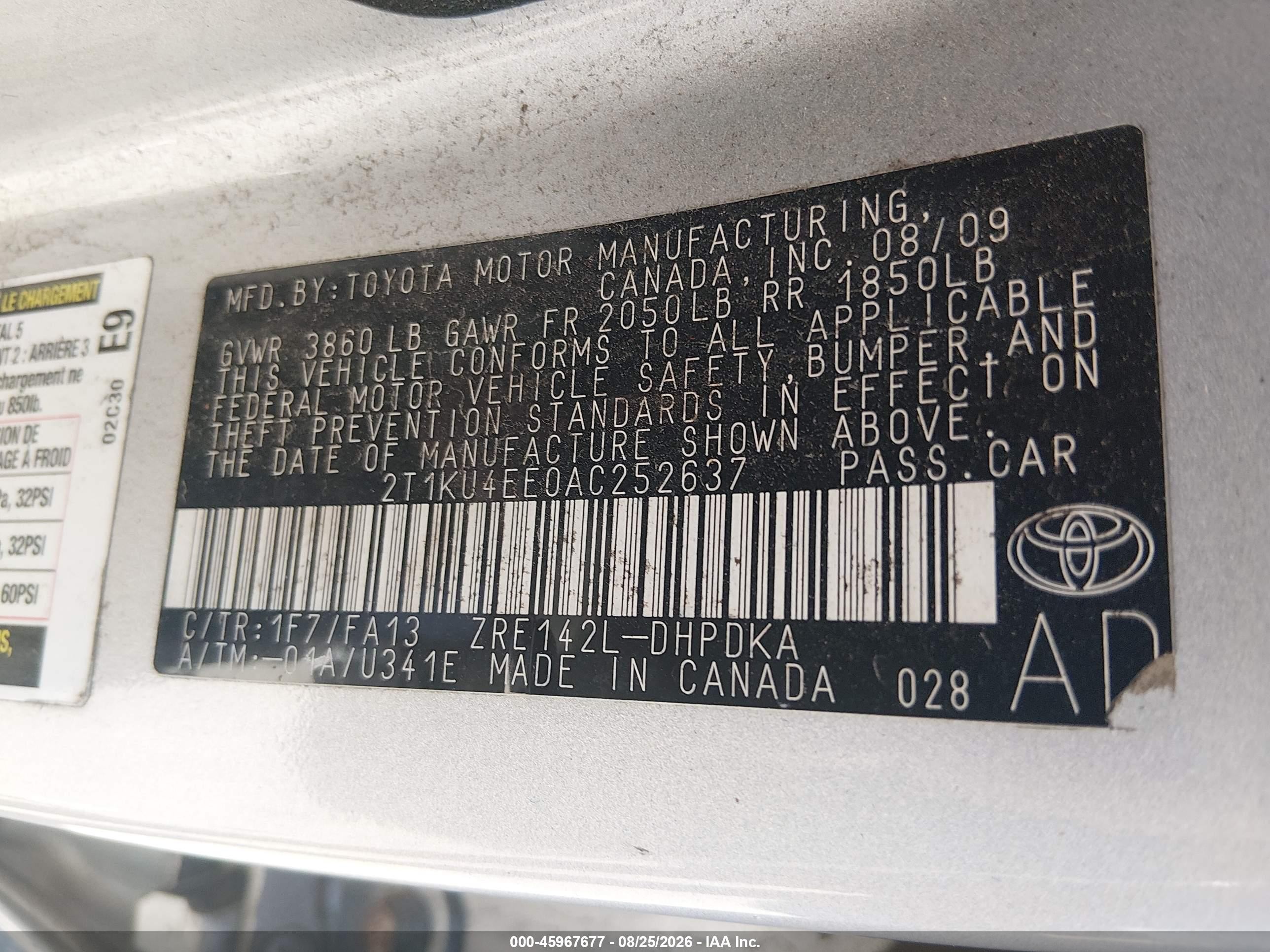 2010 Toyota Matrix   Silver vin: 2T1KU4EE0AC252637