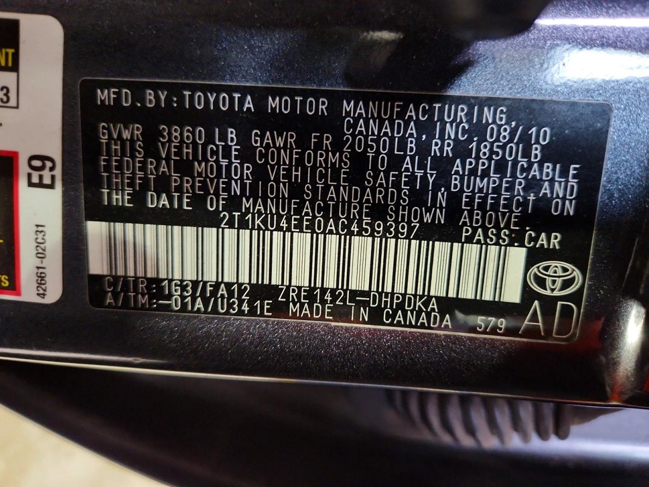 2010 Toyota Matrix Base Серый vin: 2T1KU4EE0AC459397