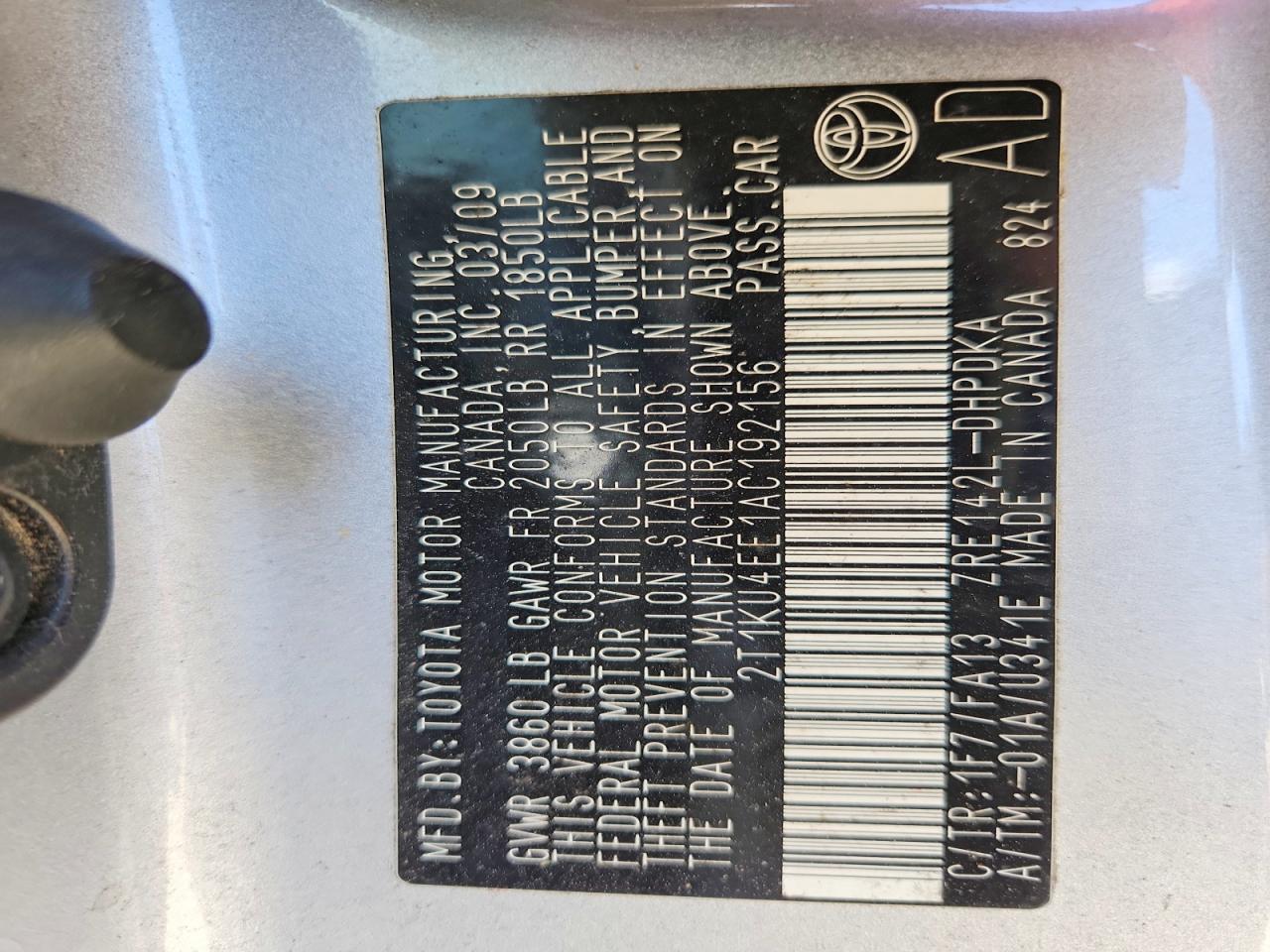 2010 Toyota Matrix Base Silver vin: 2T1KU4EE1AC192156