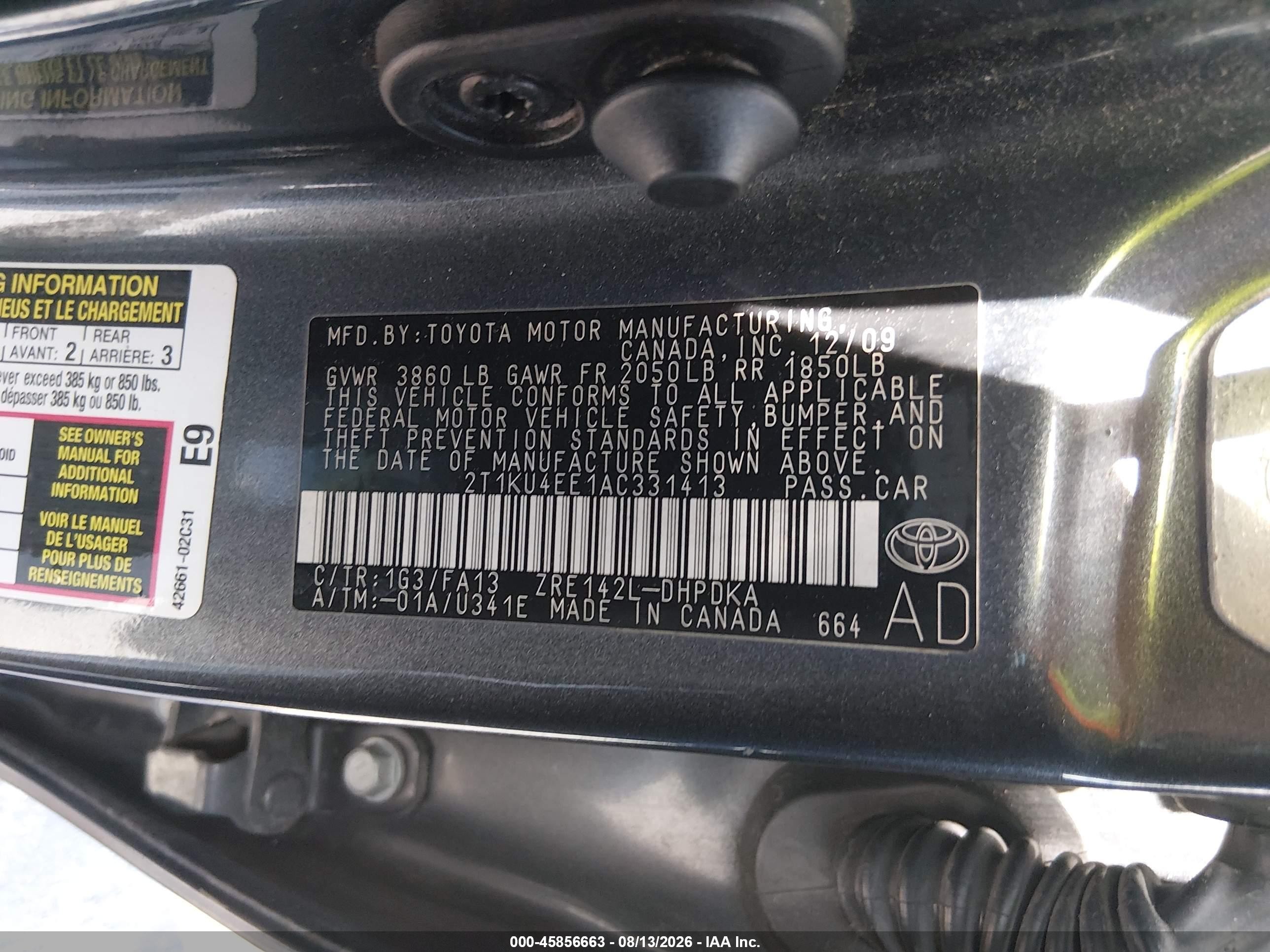 2010 Toyota Matrix   Gray vin: 2T1KU4EE1AC331413