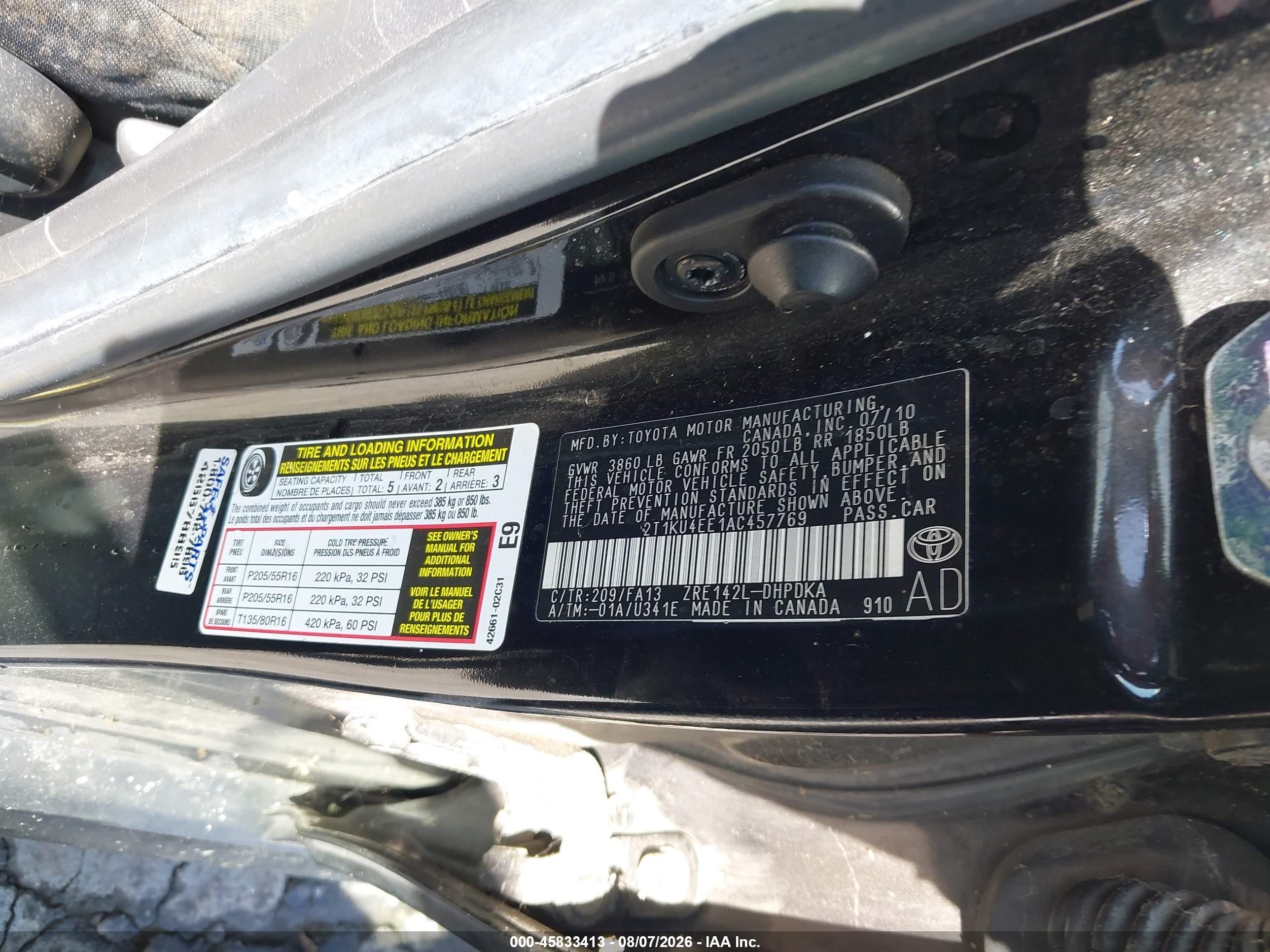 2010 Toyota Matrix   Black vin: 2T1KU4EE1AC457769