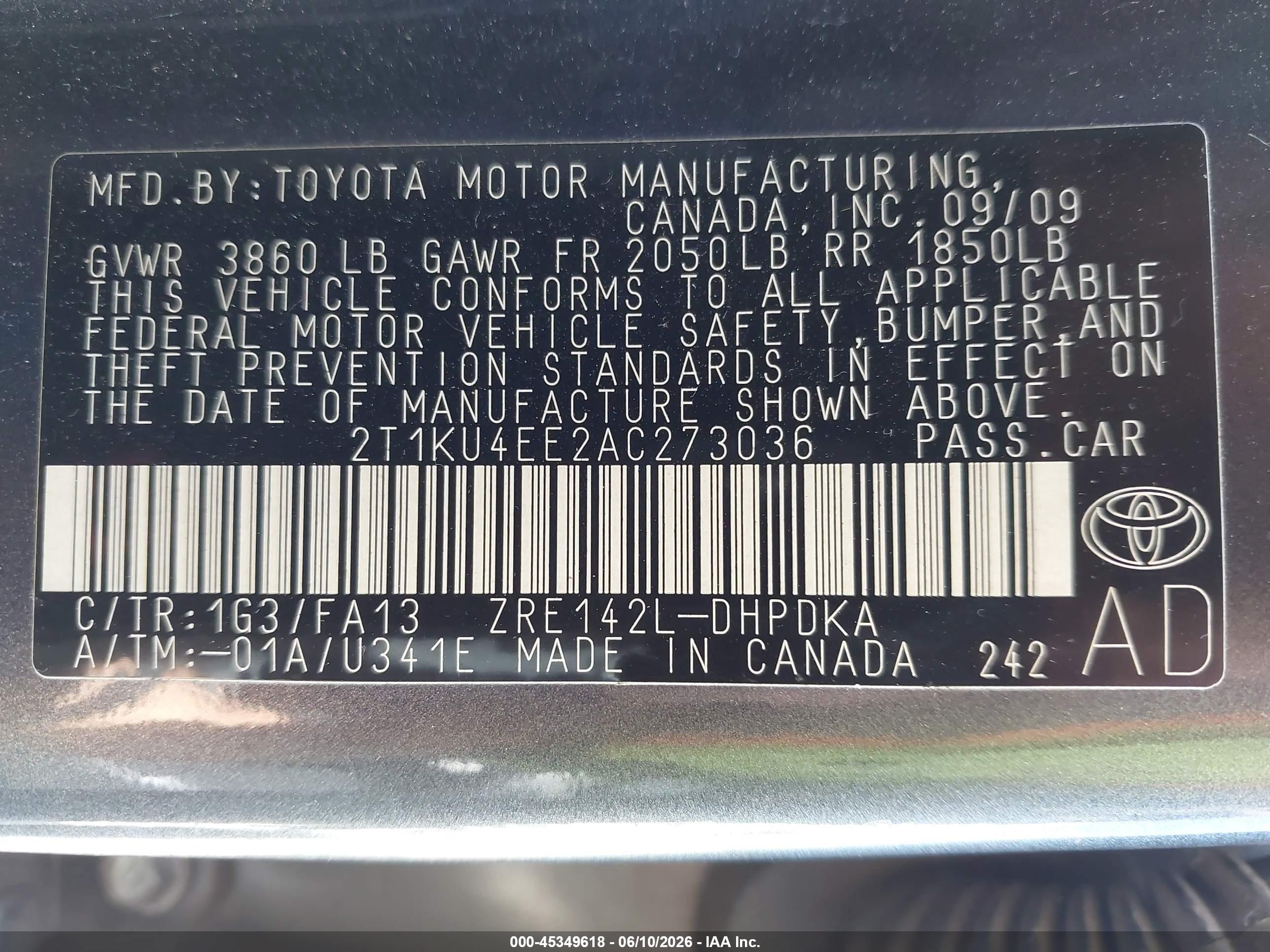 2010 Toyota Matrix   Gray vin: 2T1KU4EE2AC273036