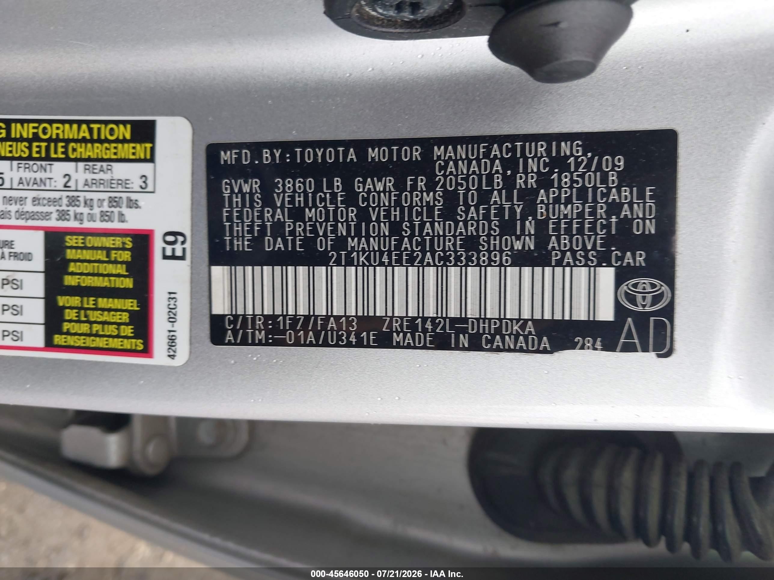 2010 Toyota Matrix   Silver vin: 2T1KU4EE2AC333896