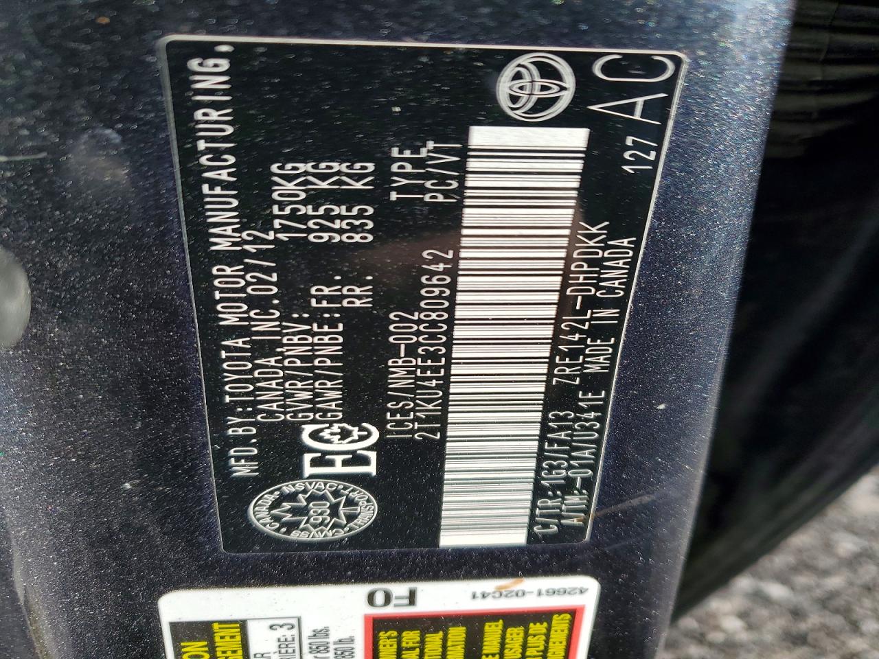 2012 Toyota Matrix L Gray vin: 2T1KU4EE3CC809642
