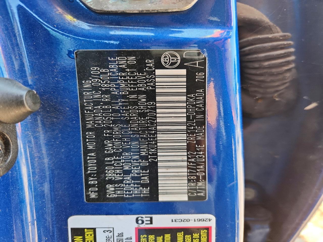 2010 Toyota Matrix Base Blue vin: 2T1KU4EE4AC270719
