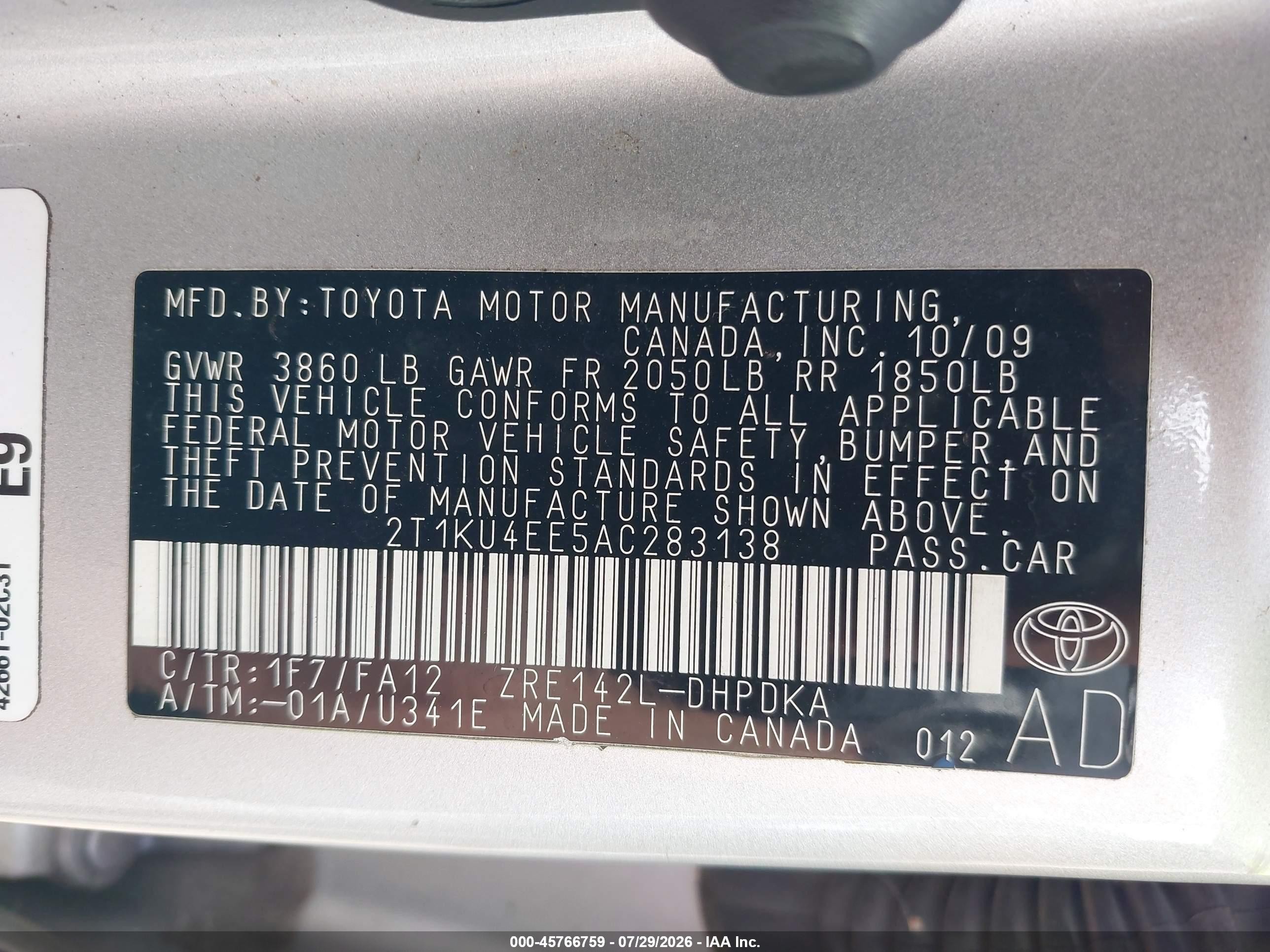 2010 Toyota Matrix   Silver vin: 2T1KU4EE5AC283138