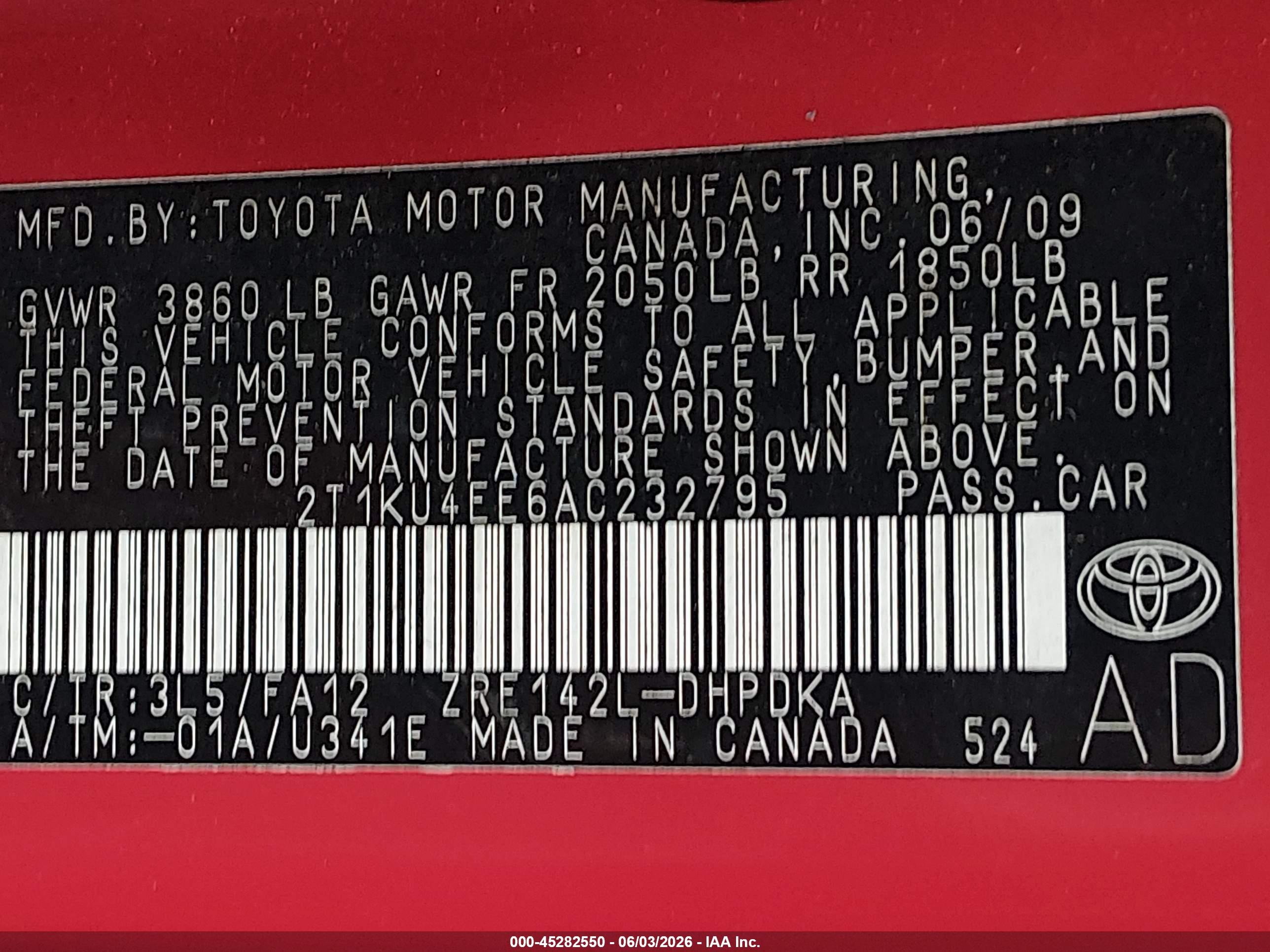 2010 Toyota Matrix   Red vin: 2T1KU4EE6AC232795