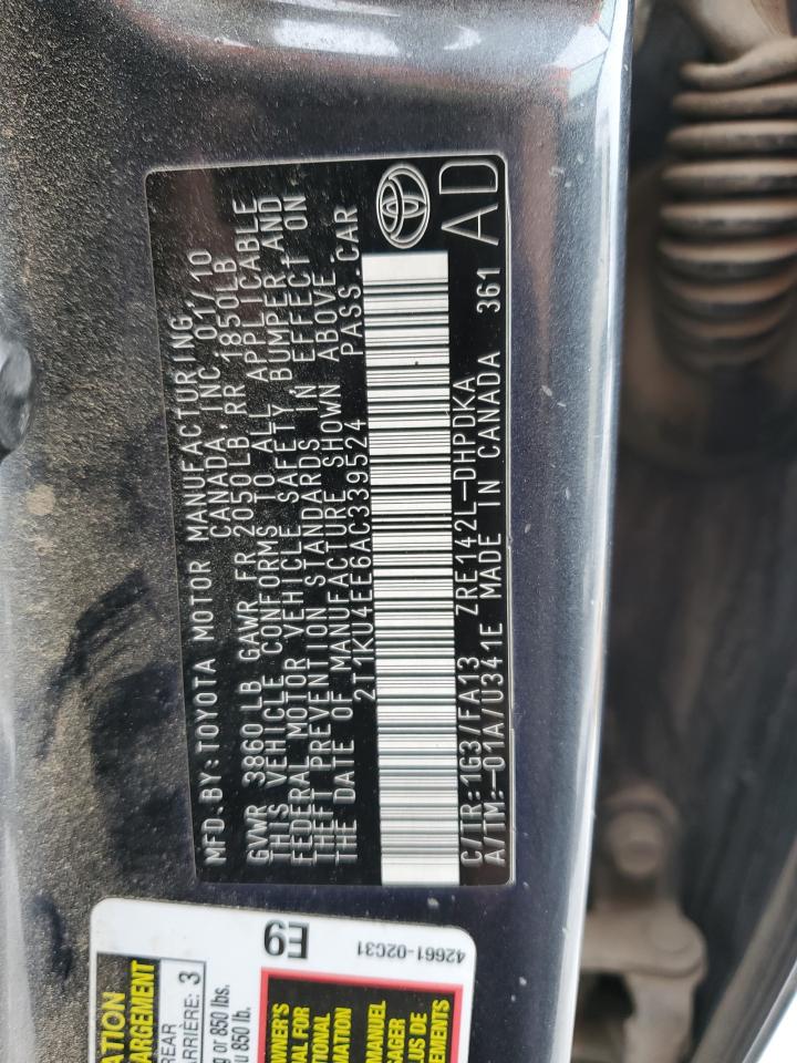 2010 Toyota Corolla Matrix Charcoal vin: 2T1KU4EE6AC339524