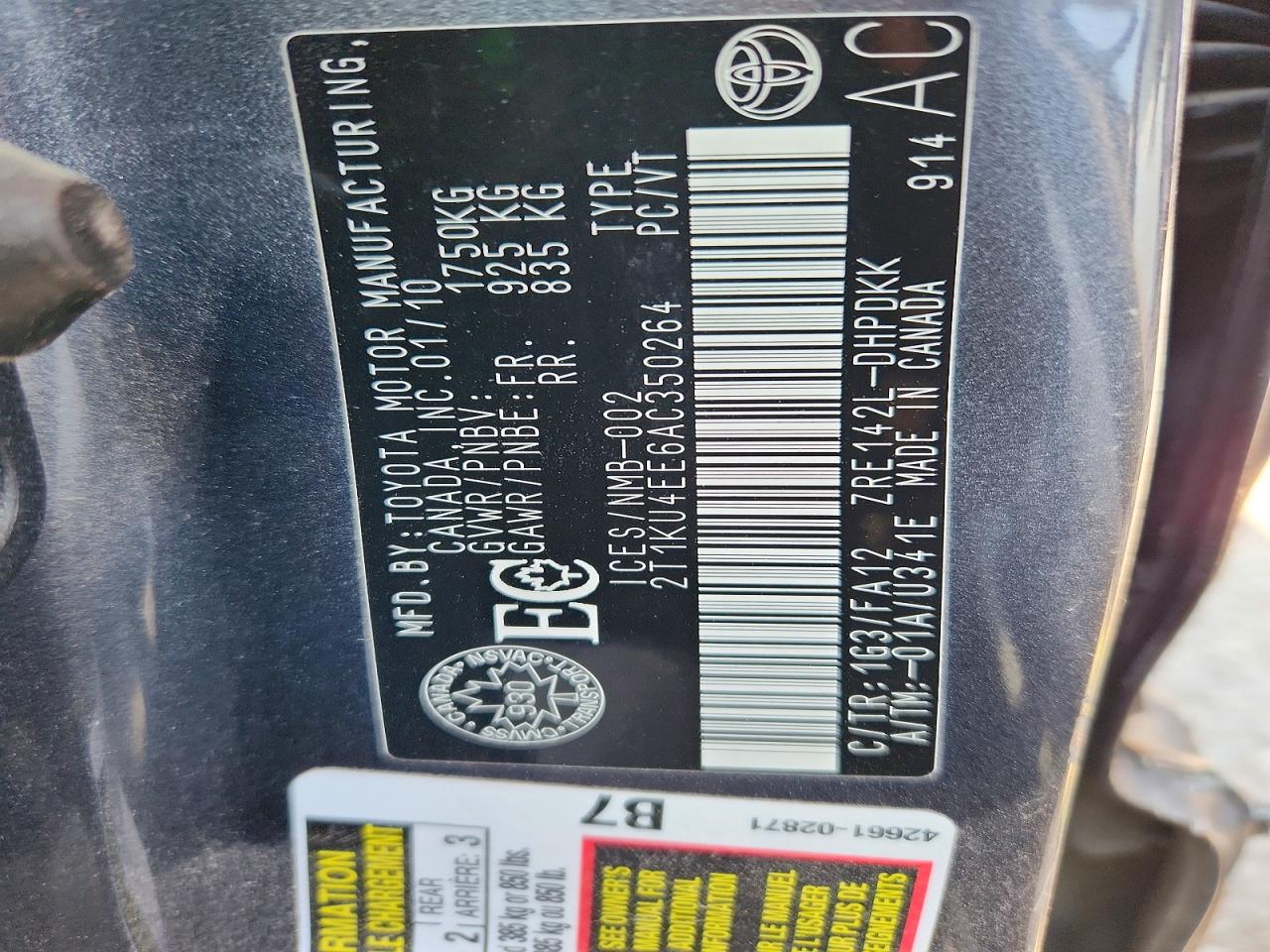 2010 Toyota Matrix Base Gray vin: 2T1KU4EE6AC350264