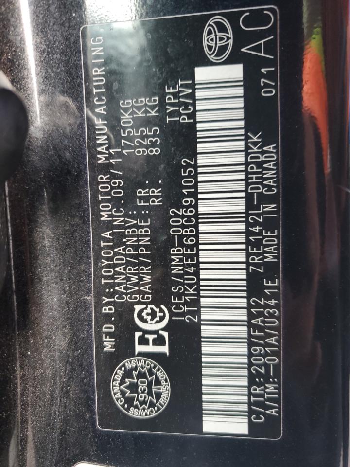 2011 Toyota Corolla Matrix Black vin: 2T1KU4EE6BC691052