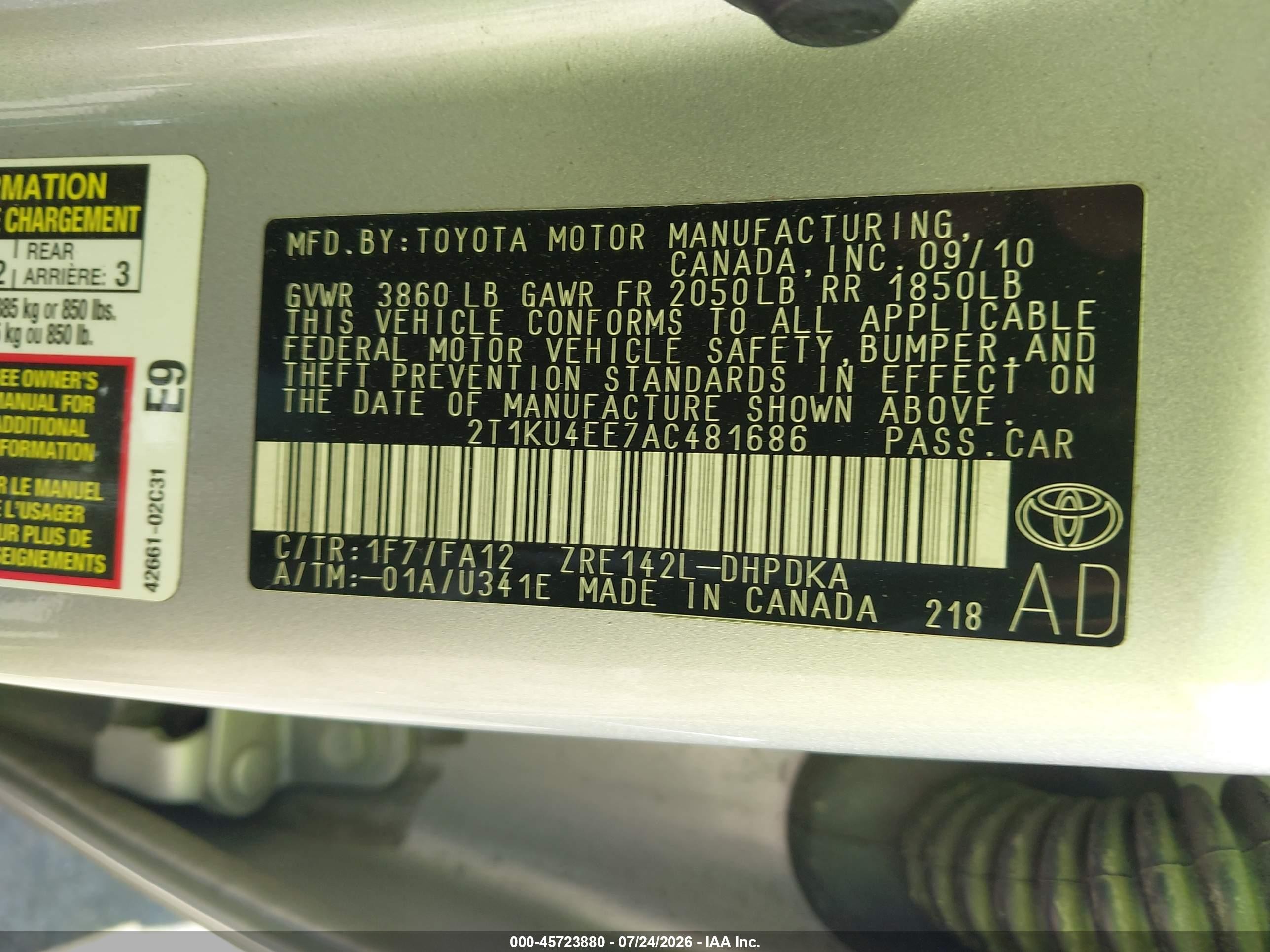 2010 Toyota Matrix   Gray vin: 2T1KU4EE7AC481686