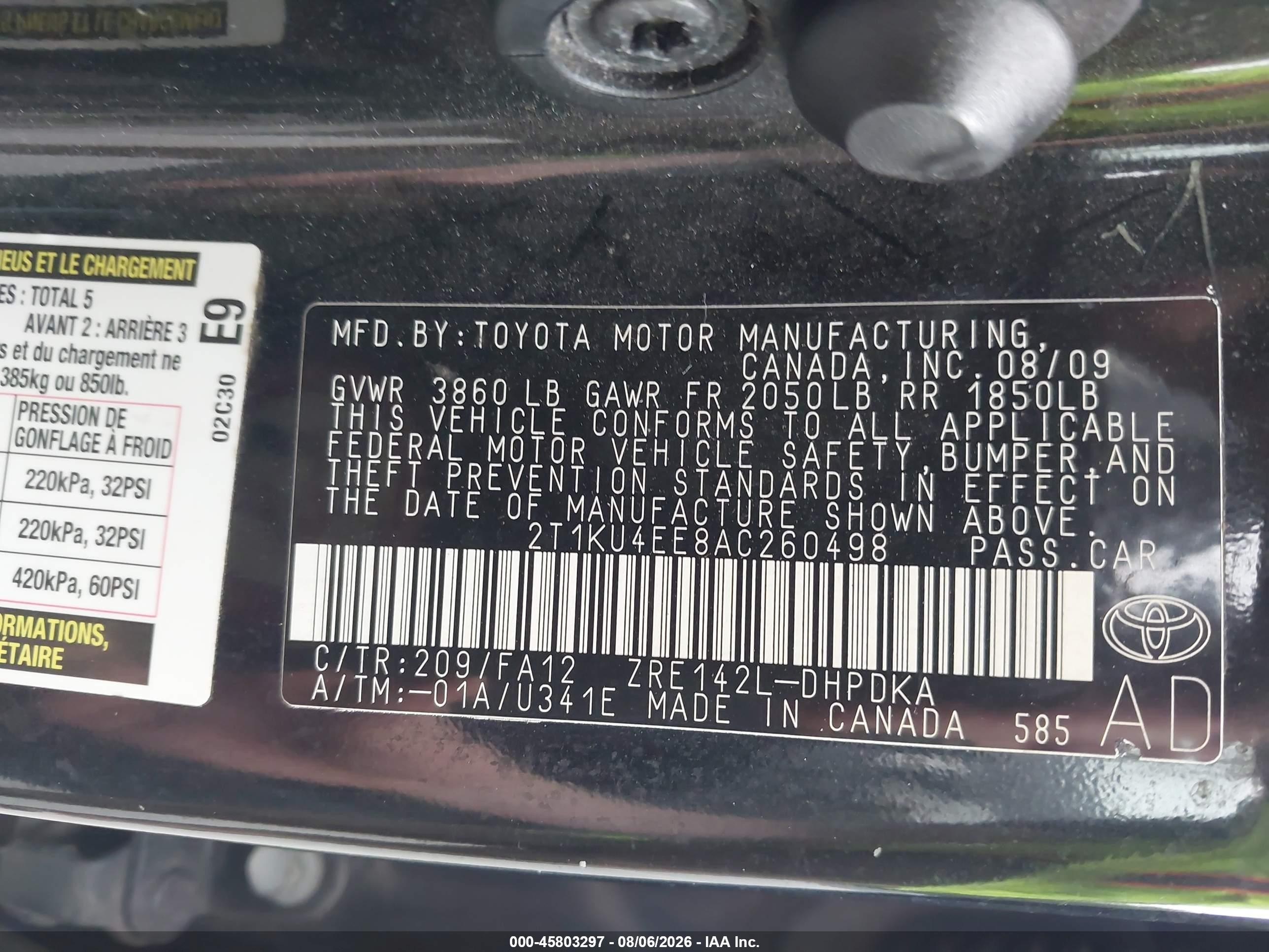 2010 Toyota Matrix   Black vin: 2T1KU4EE8AC260498