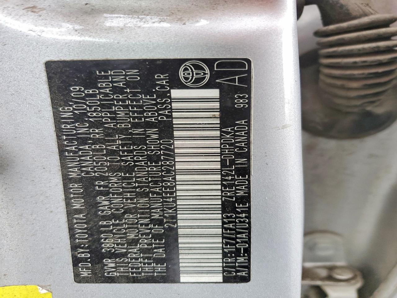 2010 Toyota Matrix Base Silver vin: 2T1KU4EE8AC287720