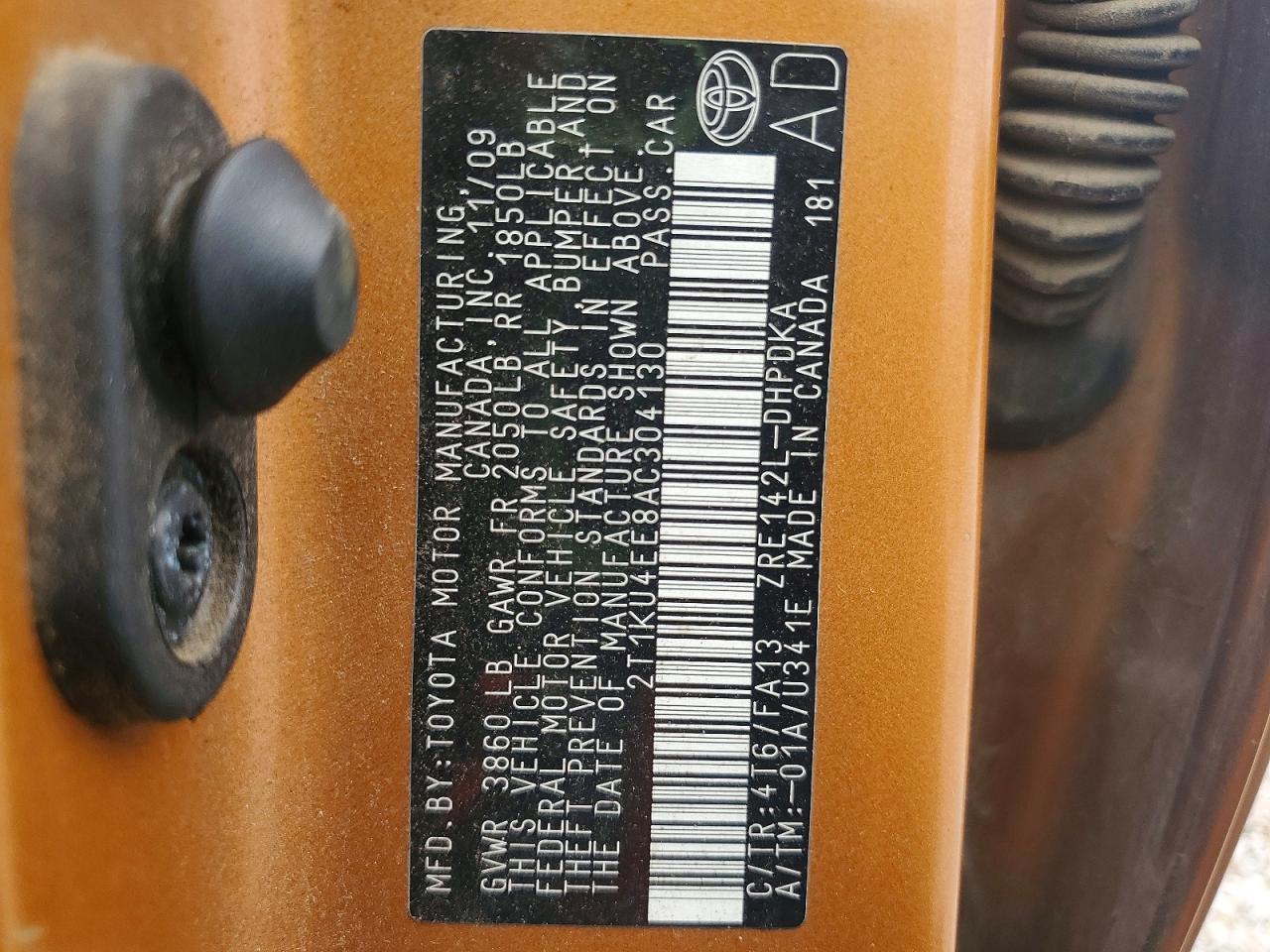 2010 Toyota Corolla Orange vin: 2T1KU4EE8AC304130