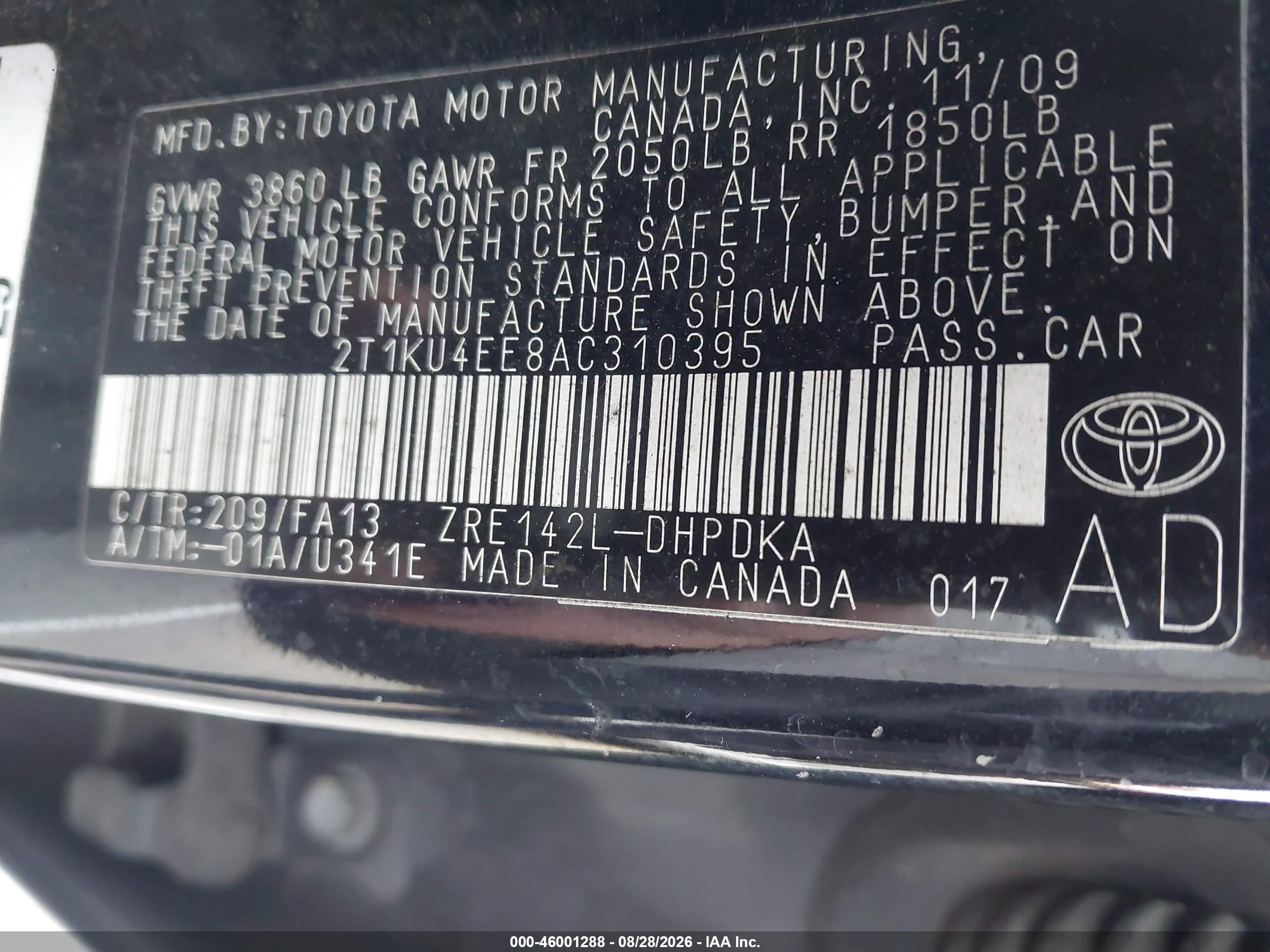 2010 Toyota Matrix   Черный vin: 2T1KU4EE8AC310395