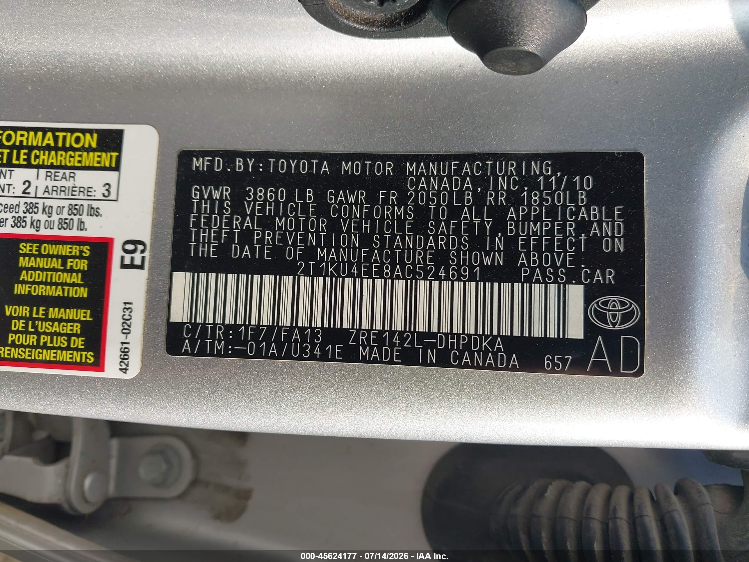 2010 Toyota Matrix   Silver vin: 2T1KU4EE8AC524691