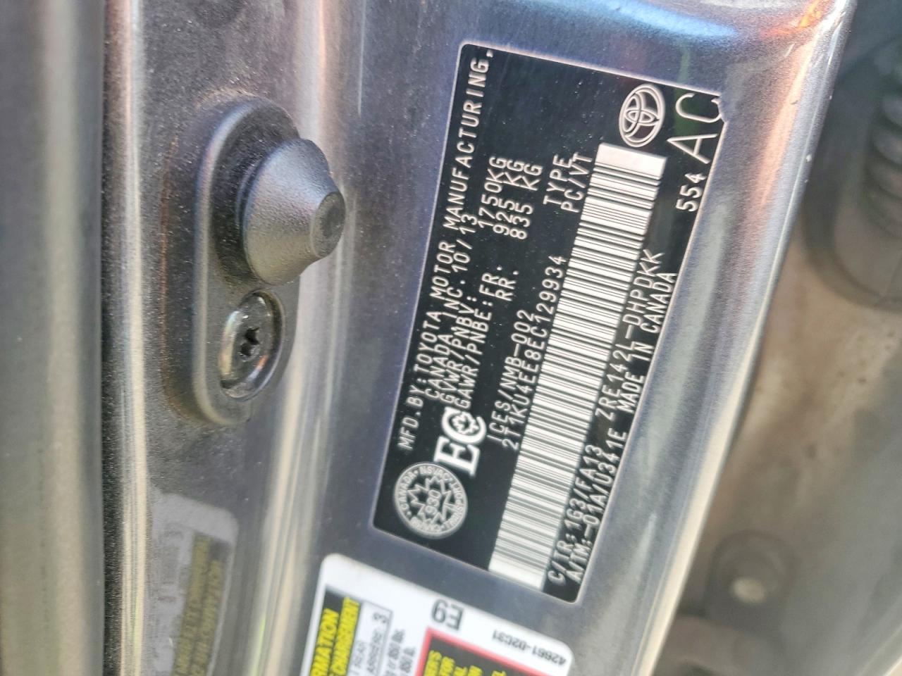 2014 Toyota Matrix Base Charcoal vin: 2T1KU4EE8EC129934