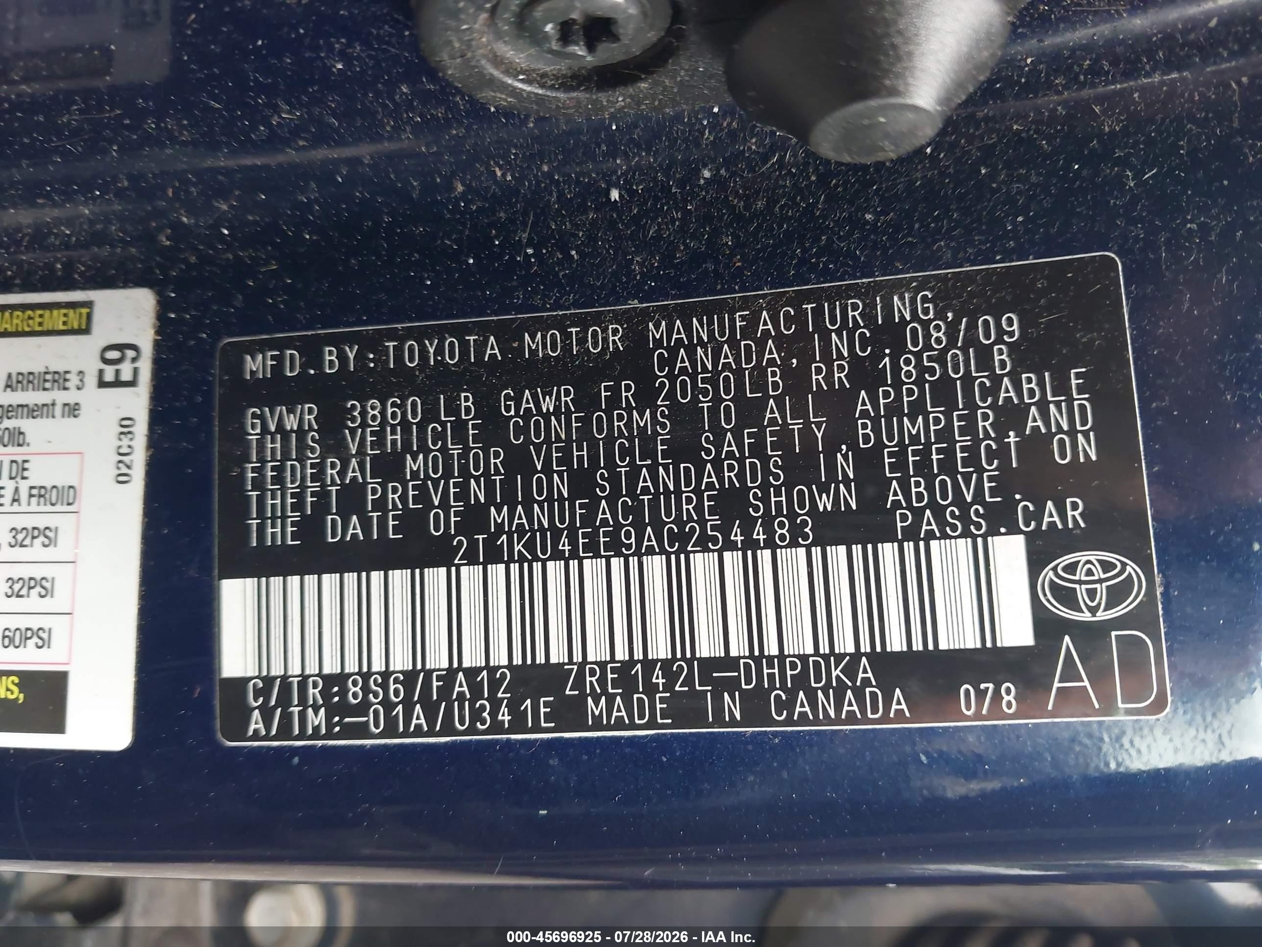 2010 Toyota Matrix Blue vin: 2T1KU4EE9AC254483