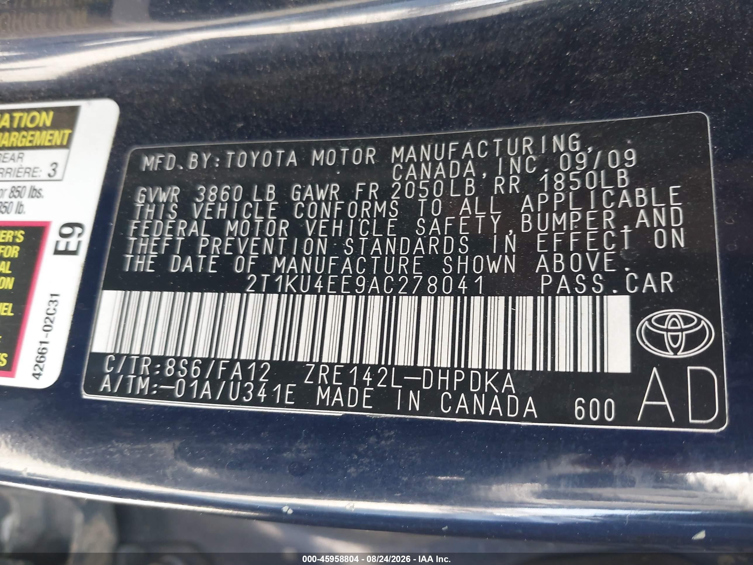 2010 Toyota Matrix   Blue vin: 2T1KU4EE9AC278041